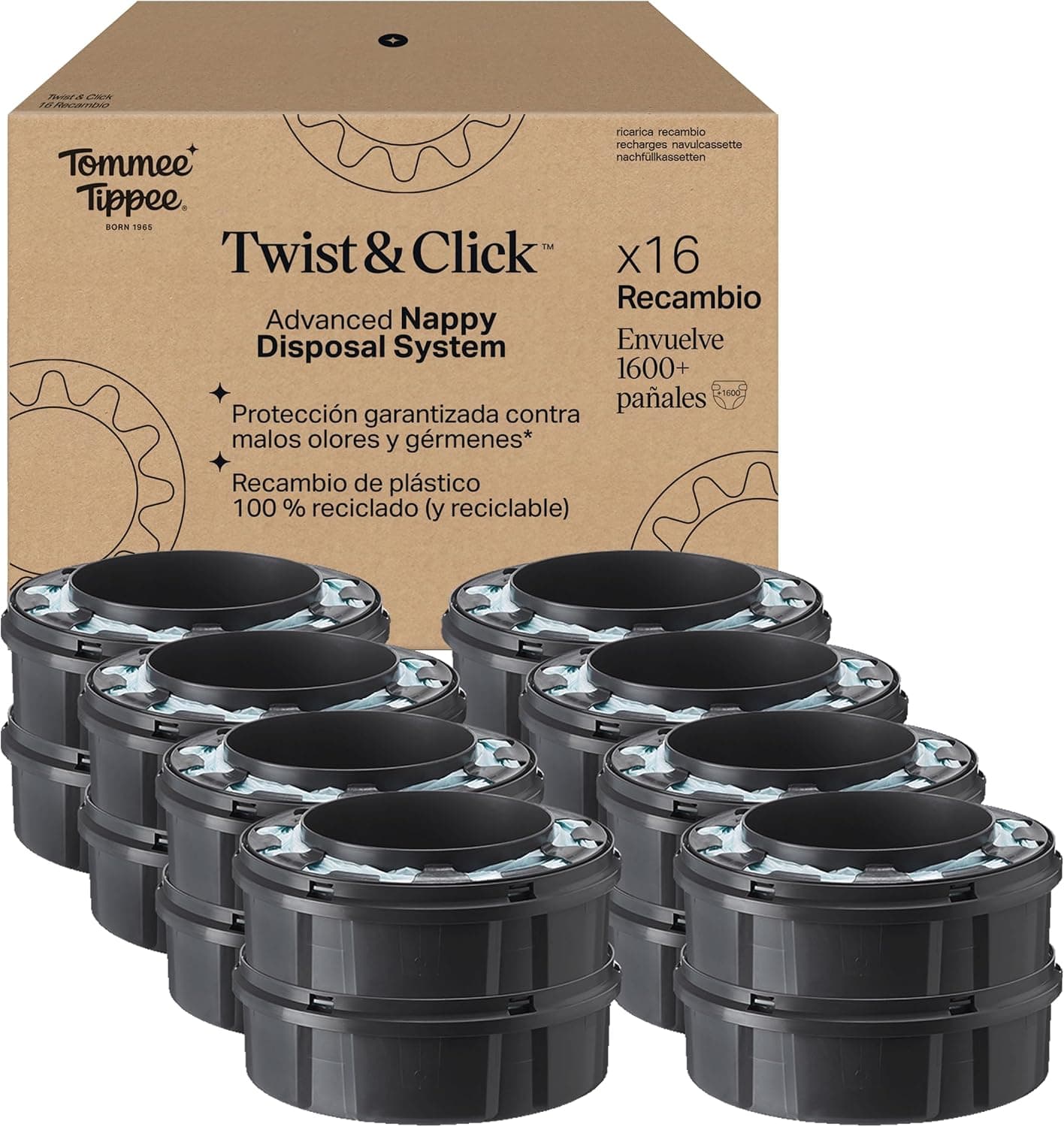 Tommee Tippee Cartuchos de recambio para contenedor de pañales Twist &
