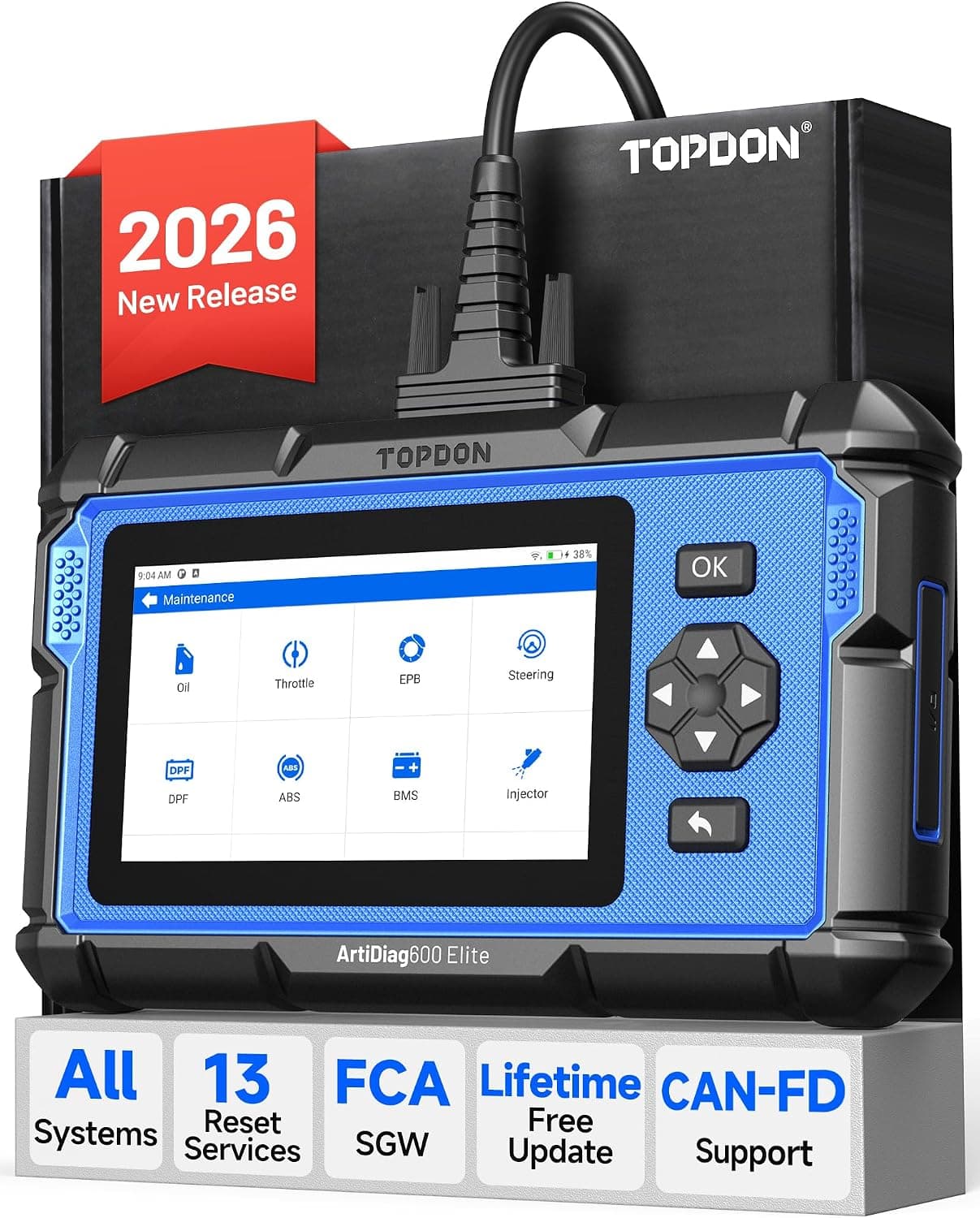 TOPDON OBD2 Diagnosis ArtiDiag600 Elite de Sistema Completo