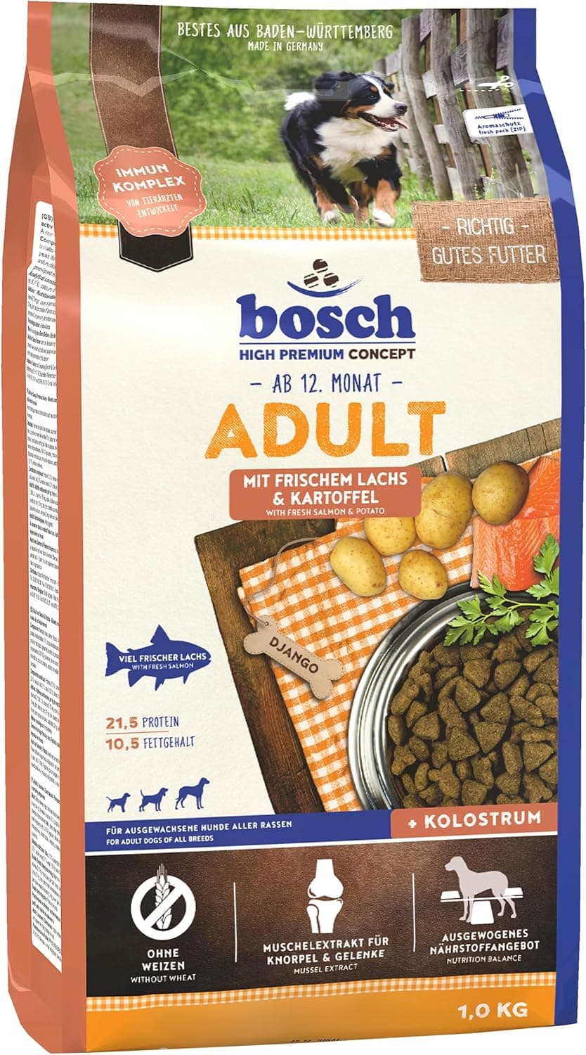 bosch HPC Adult con salmón fresco y patata | Alimento seco para perros adultos de todas las razas | 1 x 1 kg