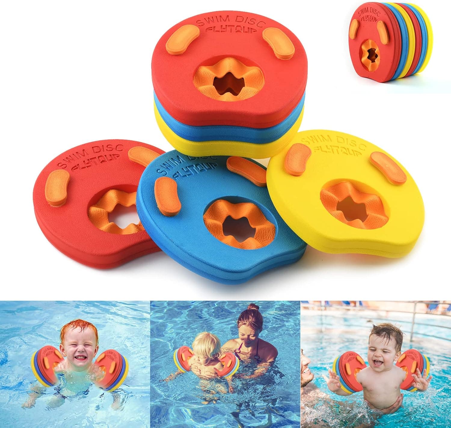 6 Piezas Manguitos de natación para niños, Manguitos Piscina, Hechos de Espuma, Piscina Discos Flotantes, Apto para Ayudar a los niños en el Aprendizaje de la natación