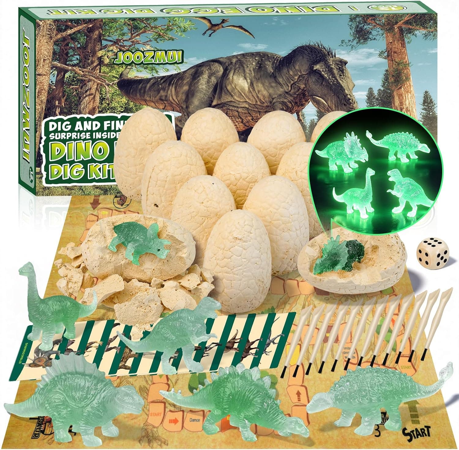 Joozmui Dinosaurios Juguetes Niños 3 4 5 6 7 8 9 10 Años, Huevo Dinosaurios para Niños 3-10 Juguete Regalos Niños 3-10 Años Kit Explorador