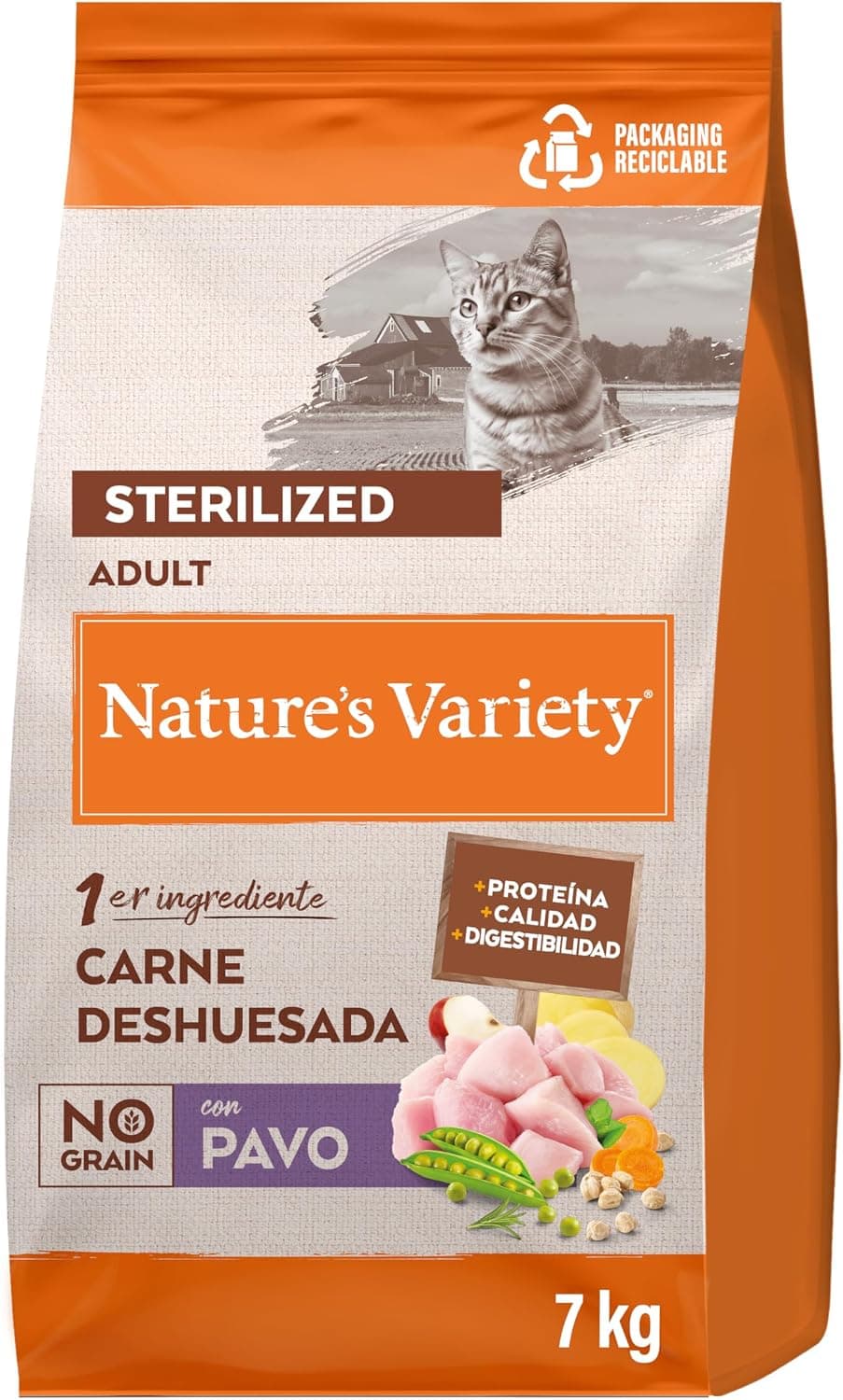 Nature's Variety No Grain Pienso para Gatos Esterilizados con Pavo - 7kg
