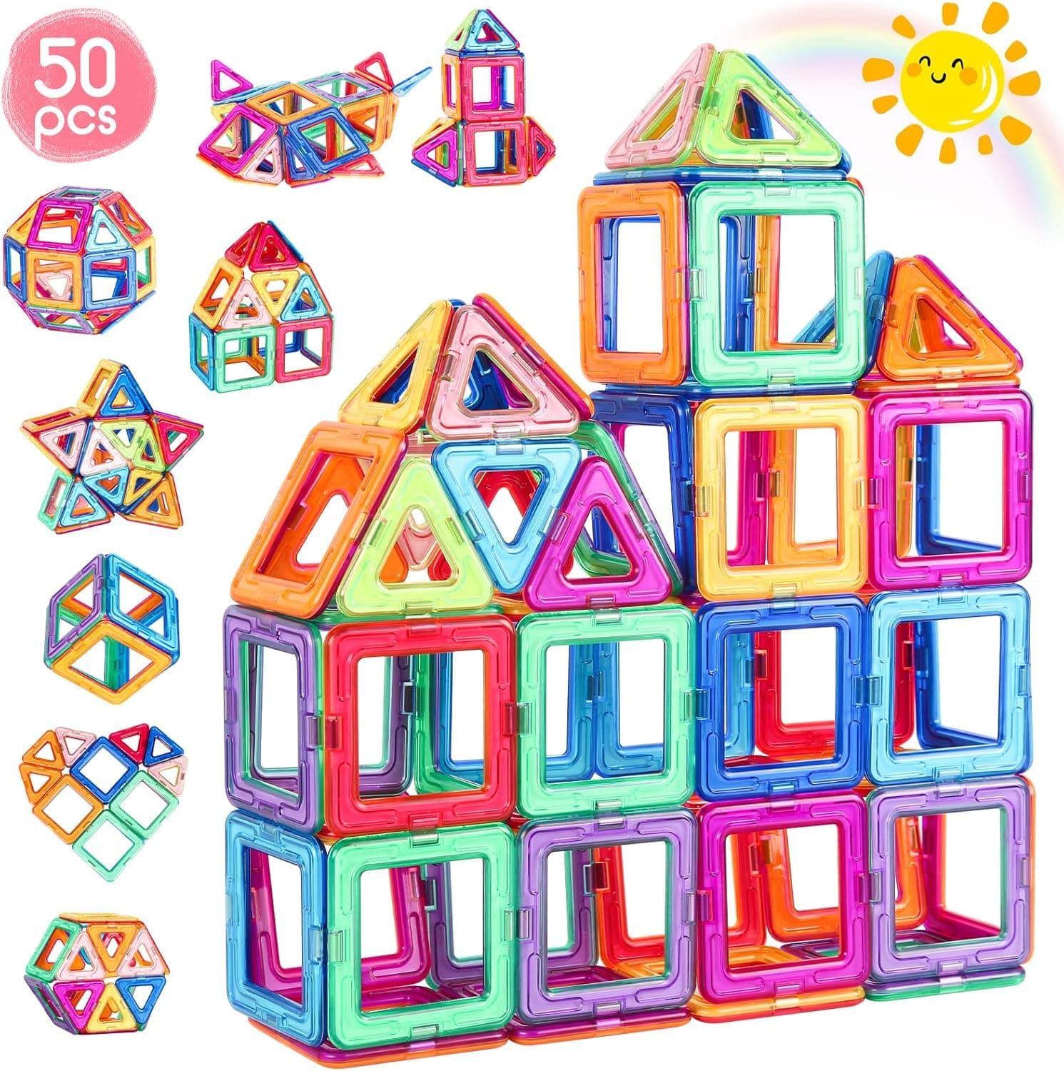 Bloques de Construcción Magnéticos 50PCS, Construcciones Magneticas Niños