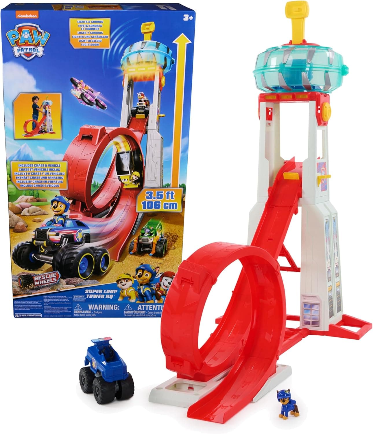 Paw Patrol Patrulla Canina Super Loop con Chase y Vehículo Rescue Wheels