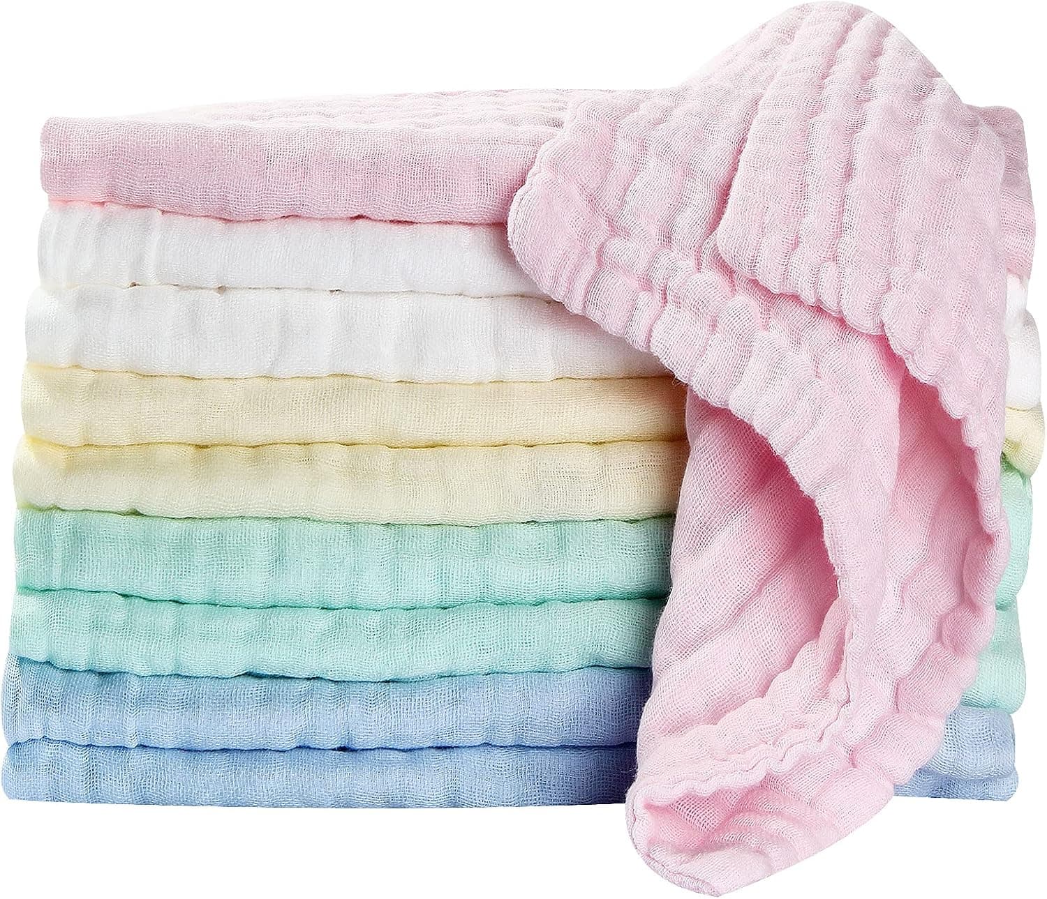 Toallas Bebe Recien Nacido De BañO Muselinas Bebe Algodon Gasas para Bebes Toalla BañO Regalo Recien Nacido NiñO 10 Piezas Toallitas Reutilizables Muselina 25x25 cm