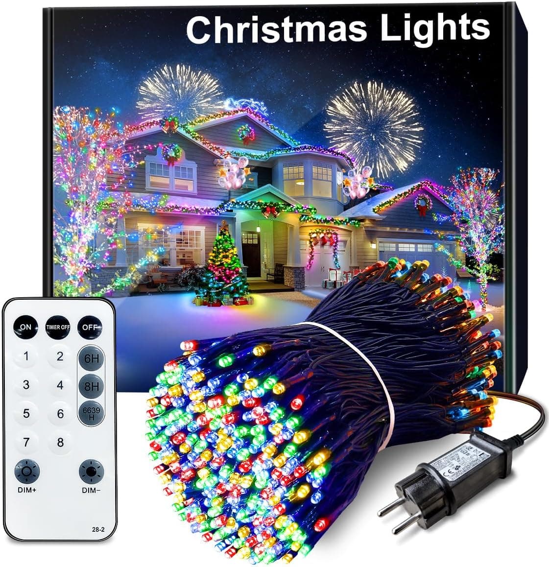 Luces Navidad Exterior 35M 300 LED Guirnalda Luces Exterior Multicolor