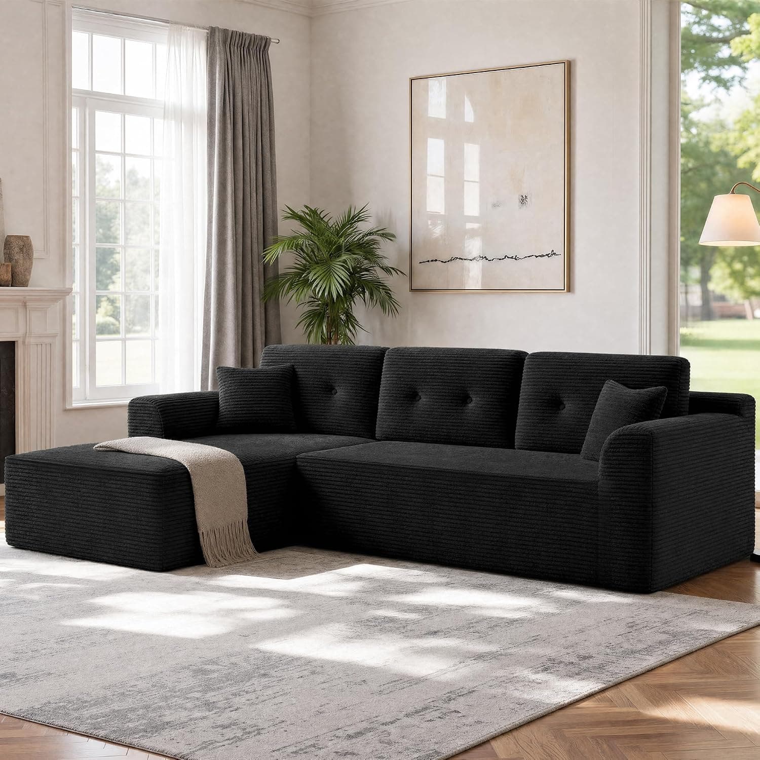VASAGLE Sofá Esquinero Sin Montaje, Sofá Modular de 244 cm