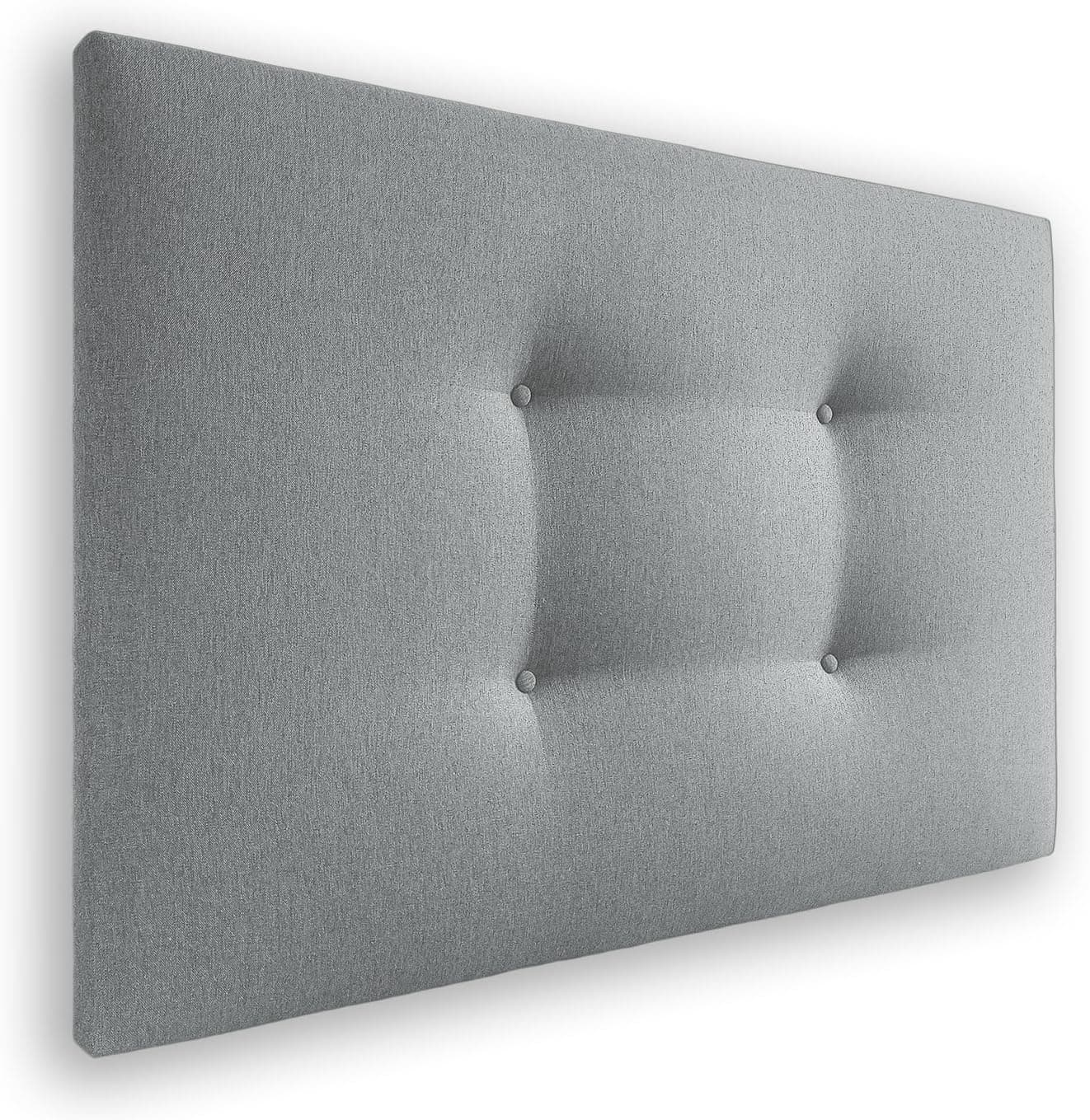 Silcar Home - Cabecero de Cama Carlo 105 Tejido Gris Claro - Estructura de Madera, Tapizado en Polipiel, Diseño Moderno con Dos hileras Botones, Fácil Instalación - Tela Gris Claro, 105 cm
