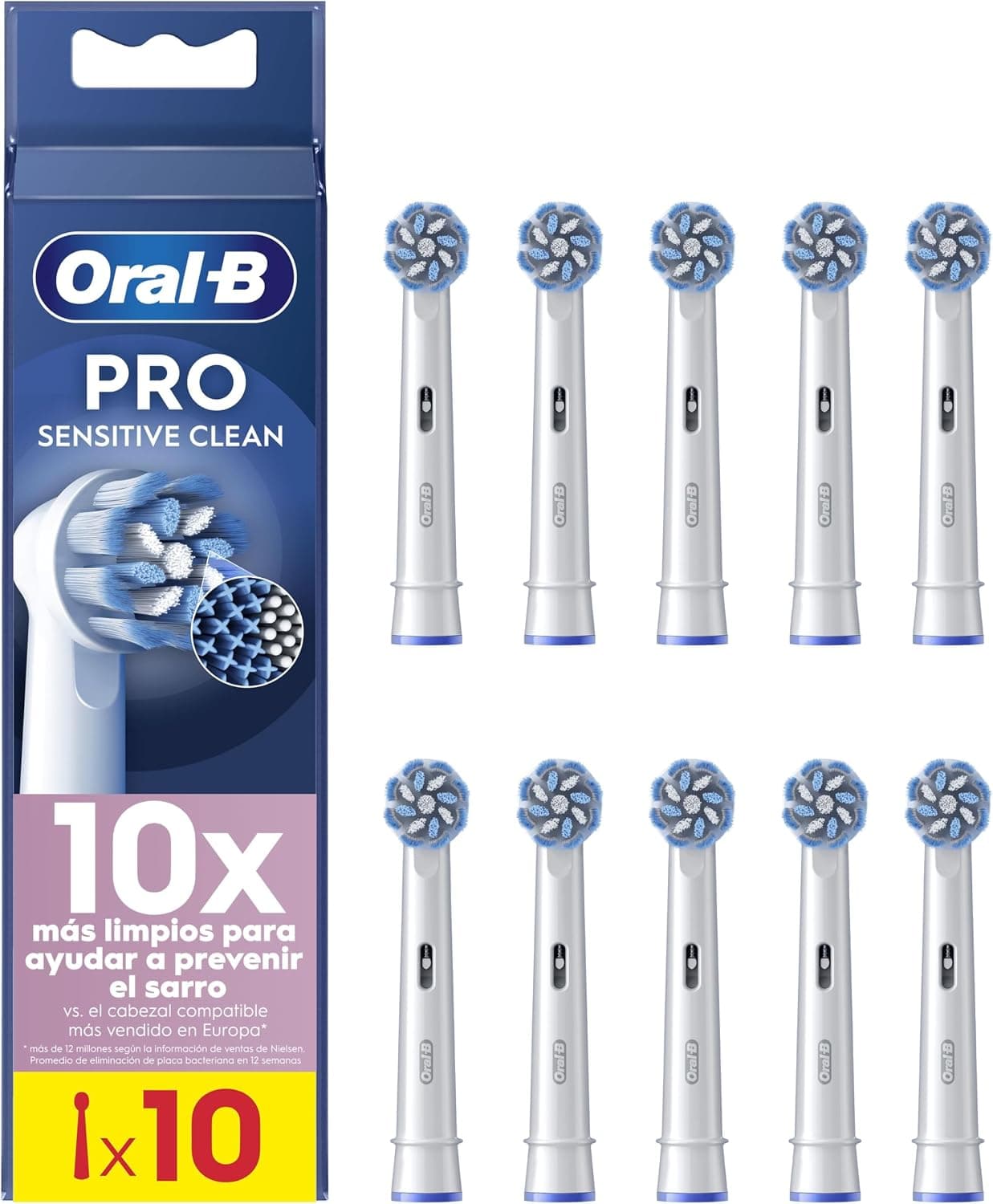 Oral-B Sensitive Clean Cabezales de Recambio Originales, Blancos, Pack de 8