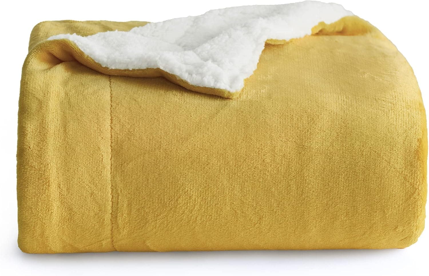 Bedsure Manta Sofá Polar Invierno - Sherpa, Amarillo, 150x200 cm