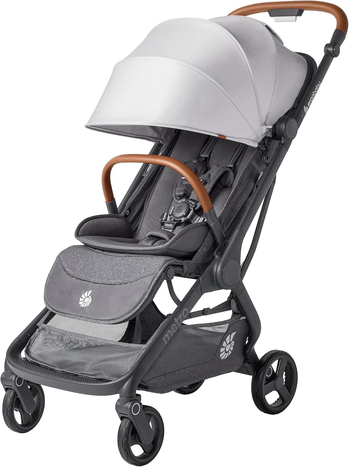 Ergobaby Silla de paseo Metro 3 Deluxe con función reclinable, silla de paseo para bebés desde el nacimiento hasta los 22 kg (0-4 años), plegado con una sola mano, Pearl Grey