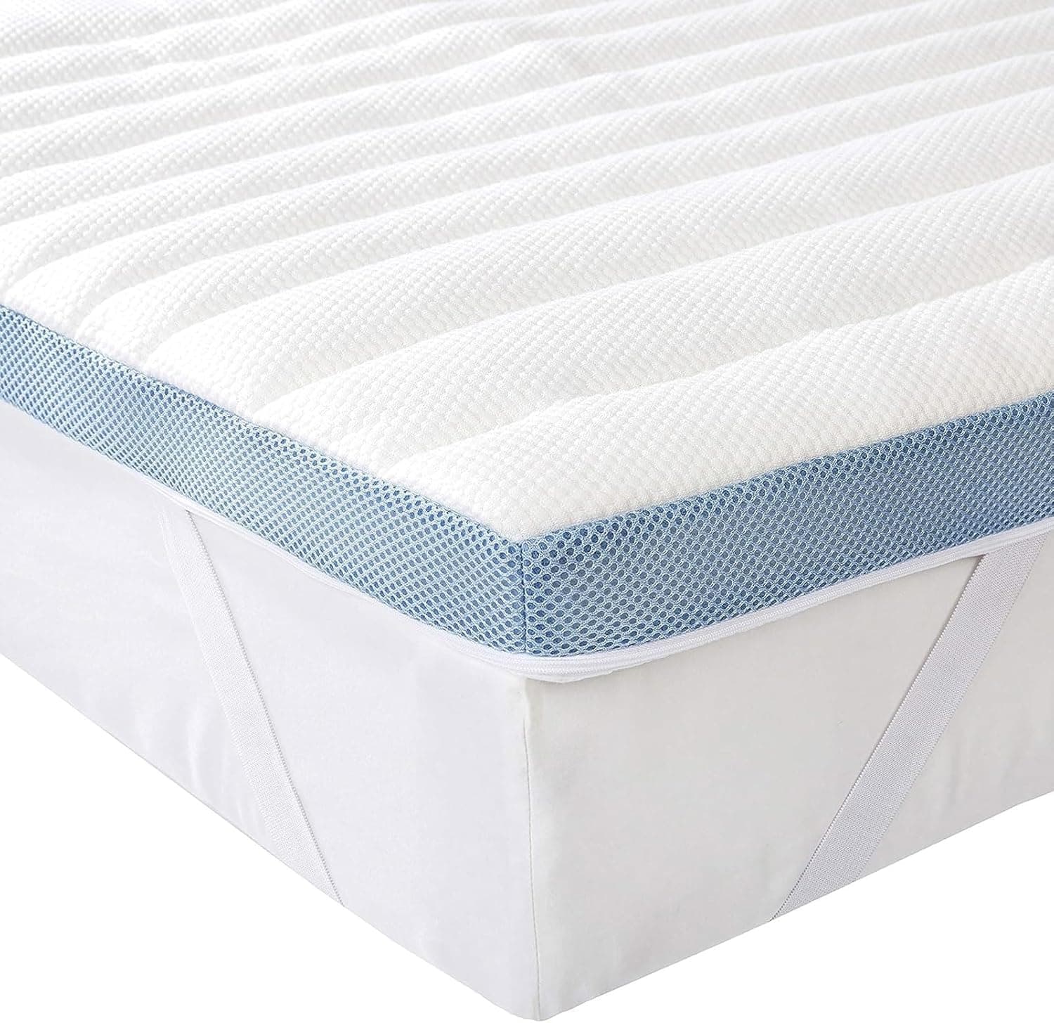 Amazon Basics Colchón de Espuma viscoelástica Topper con memoria con Funda removible y lavable, 140 x 200 cm, 5 cm, Blanco