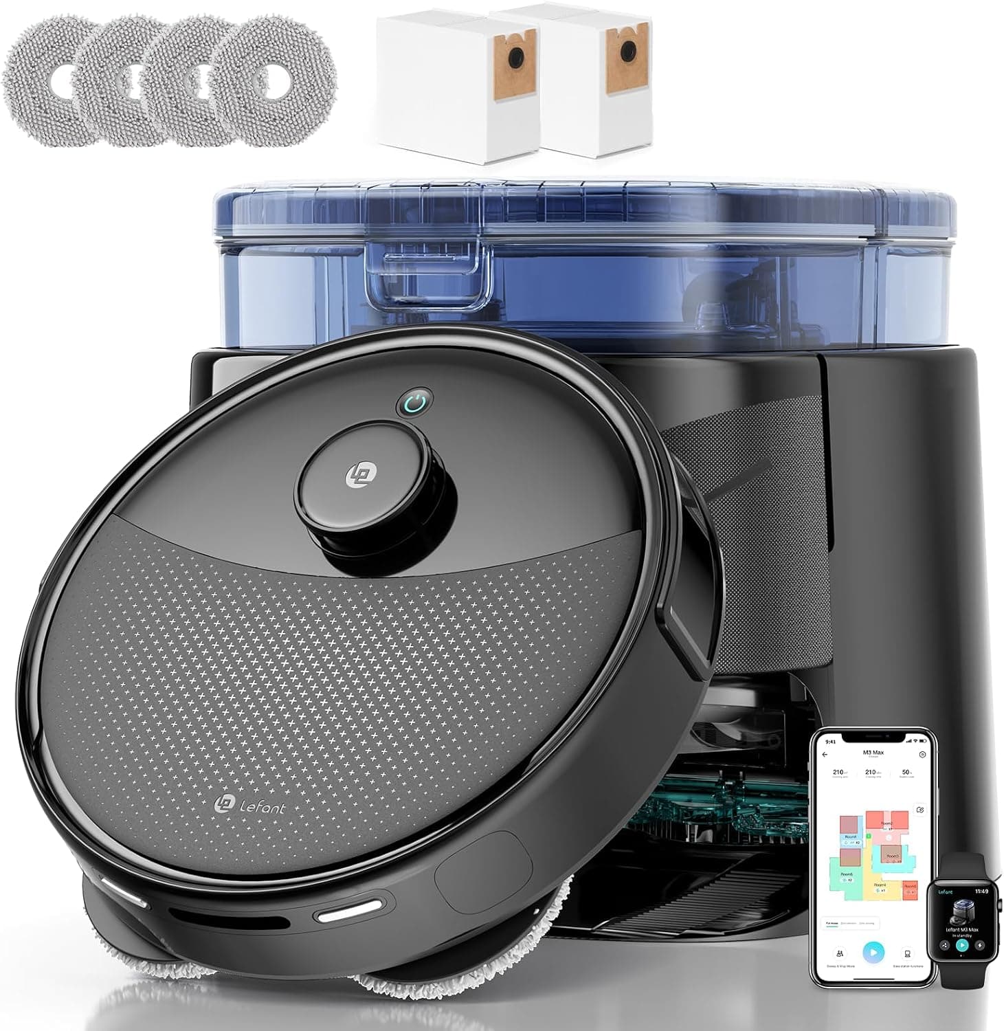 Lefant M3 MAX Robot Aspirador y Friegasuelos con Base 4 en 1 de Autovaciado