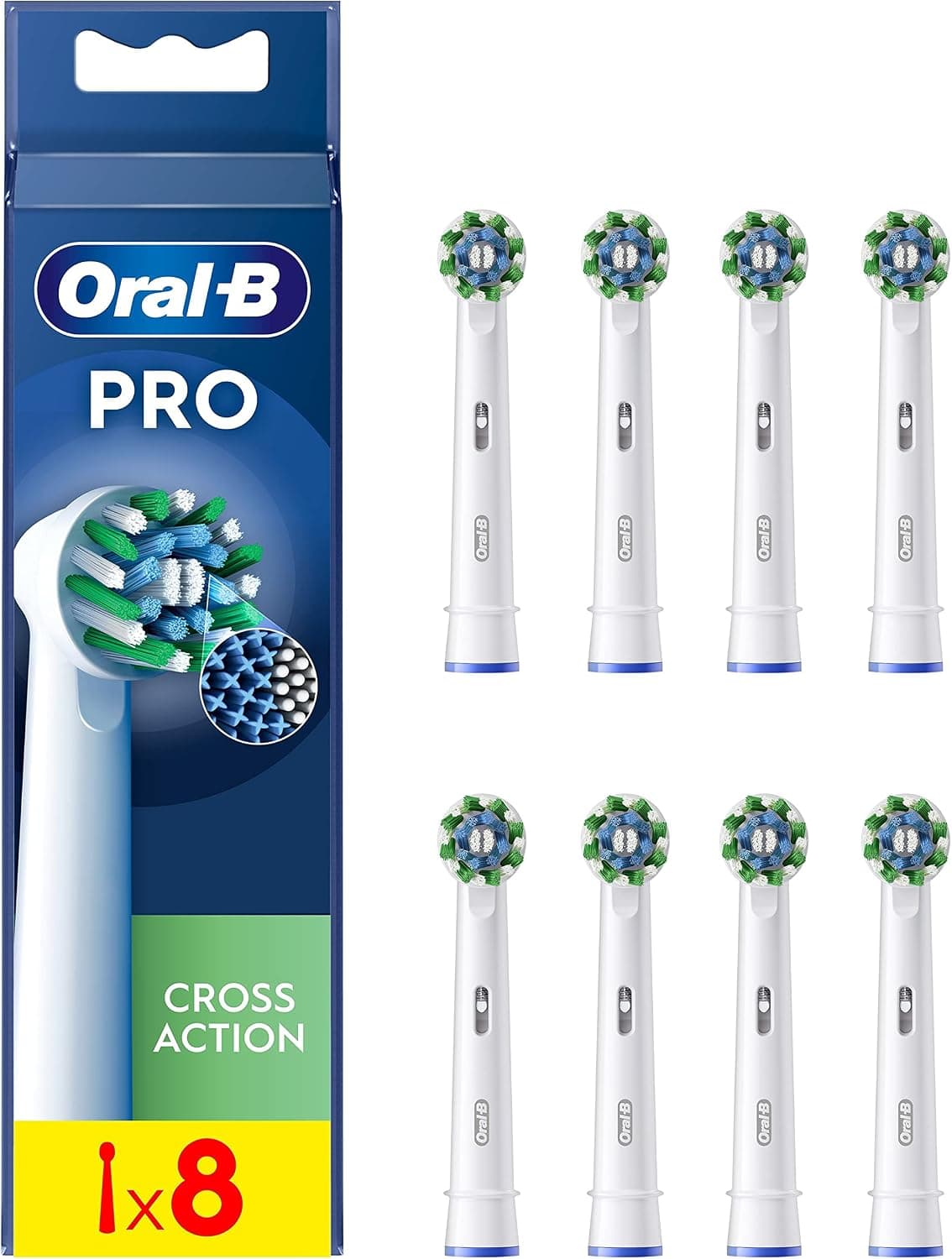 Oral-B CrossAction Cabezales de Recambio Originales, Blanco, Pack de 8