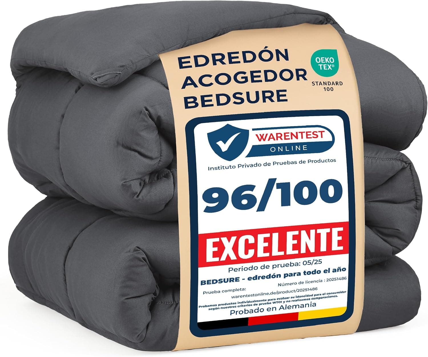 Bedsure Edredon Cama 80/90 Nordico - Relleno Nordico 135x200, Gris