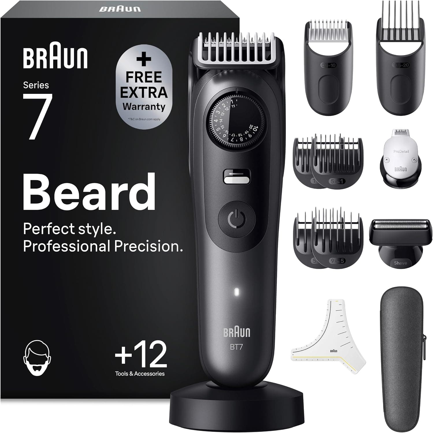Braun Recortadora de Barba Hombre Series 7, BT7545, Gris