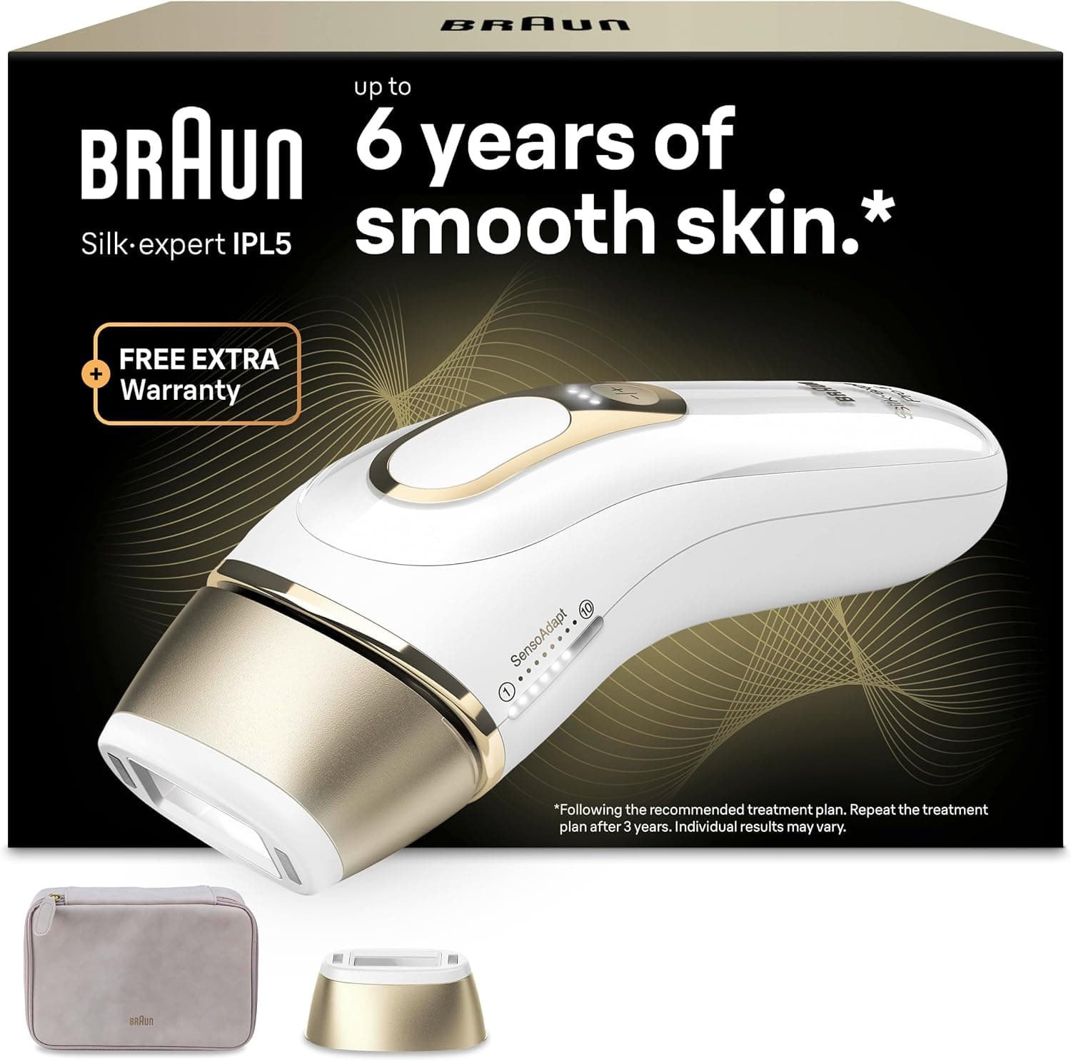 Braun Depiladora Luz Pulsada Silk·expert Pro 5, PL5110, Blanco/Oro