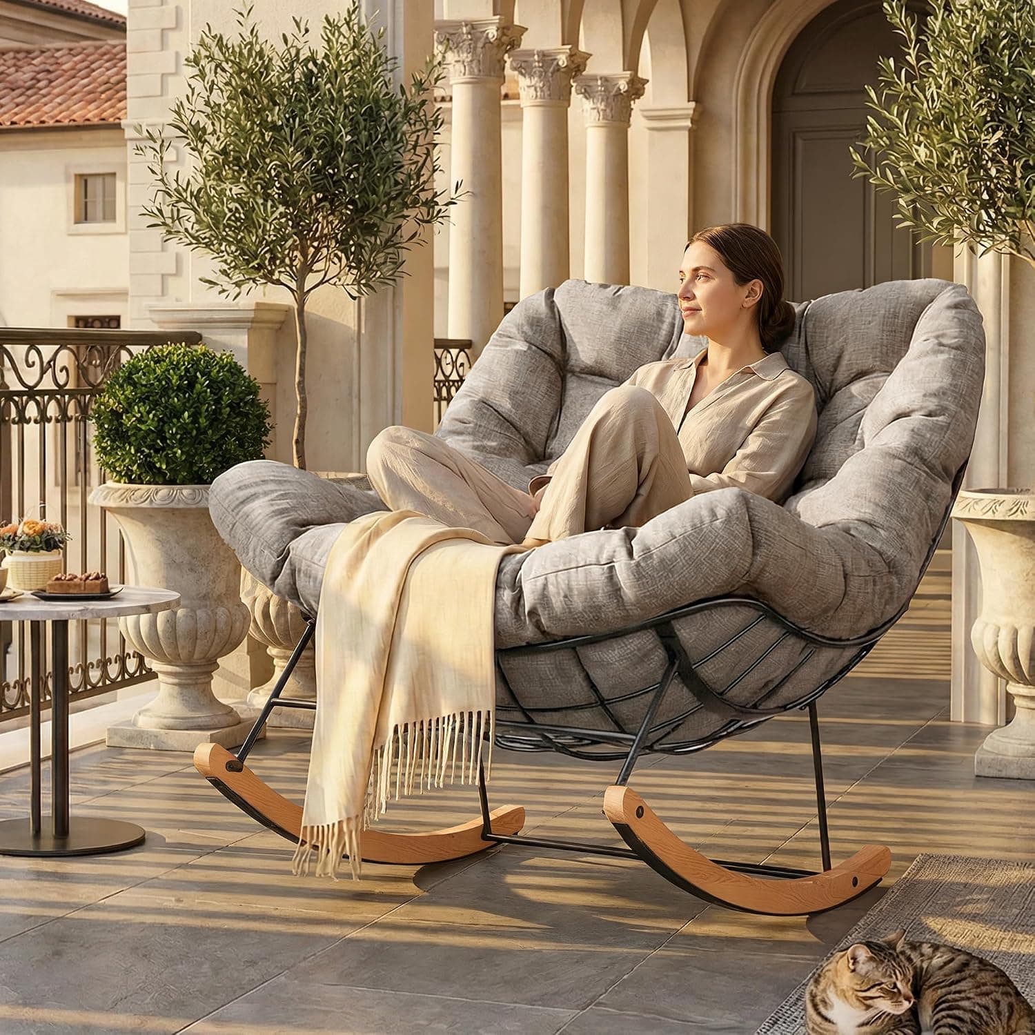 FLEXISPOT Silla Mecedora XL, 159 kg, Cojín y Reposacabezas, Balanceo Suave