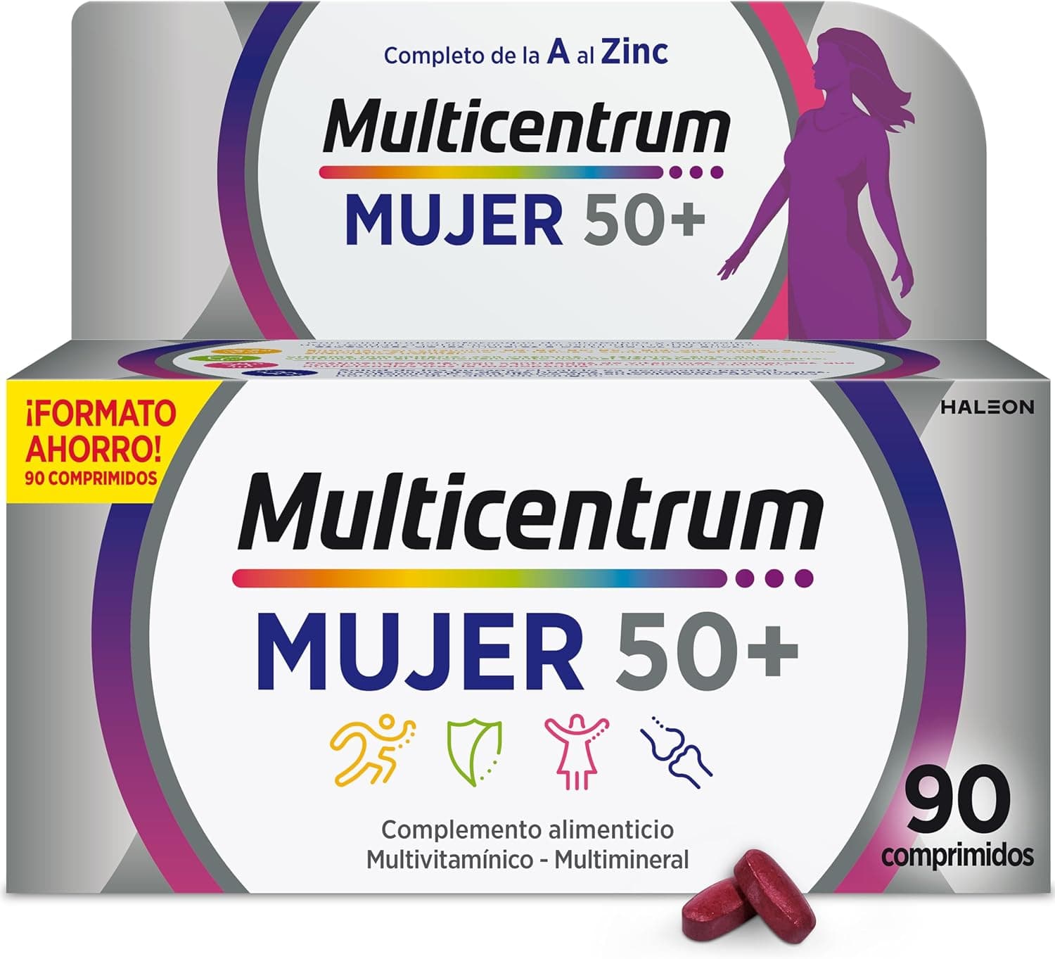 Multicentrum Mujer 50+, Multivitamínico y Multimineral, 90 Comprimidos