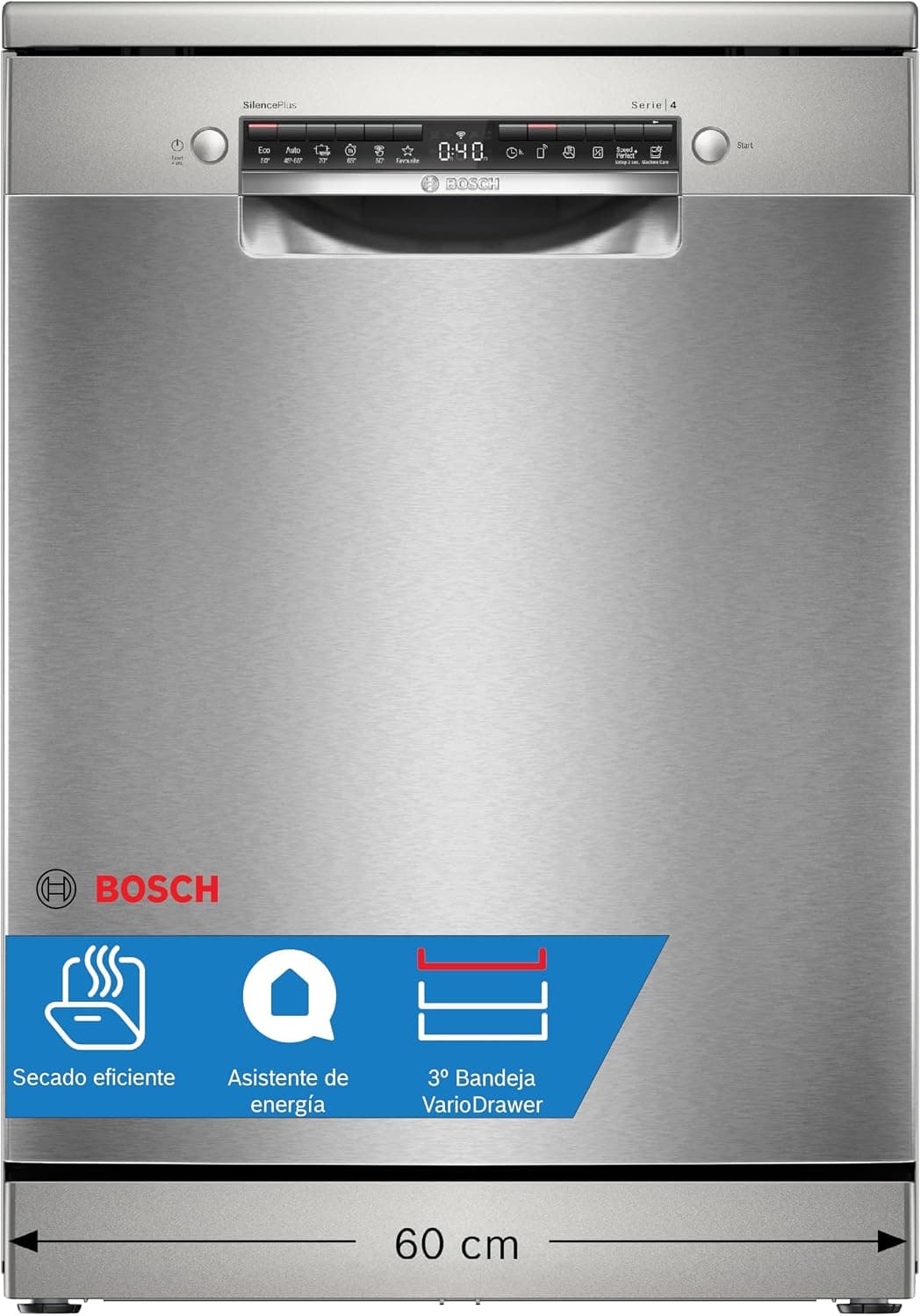 Bosch, Lavavajillas, Serie 4, Home Connect, Silencioso, Acero, SMS4EMI06E