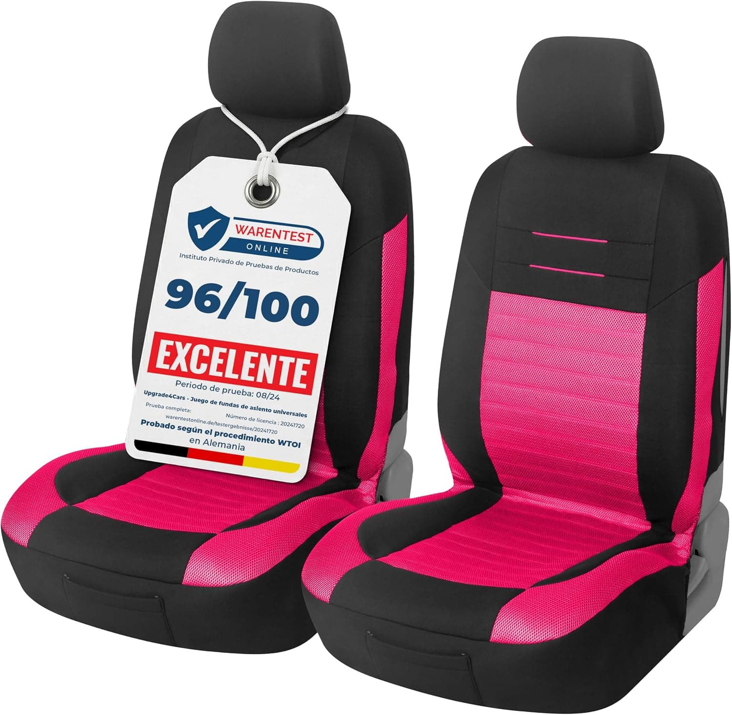 Upgrade4cars Fundas Asientos Delanteros Coche Universales Negro Rosa