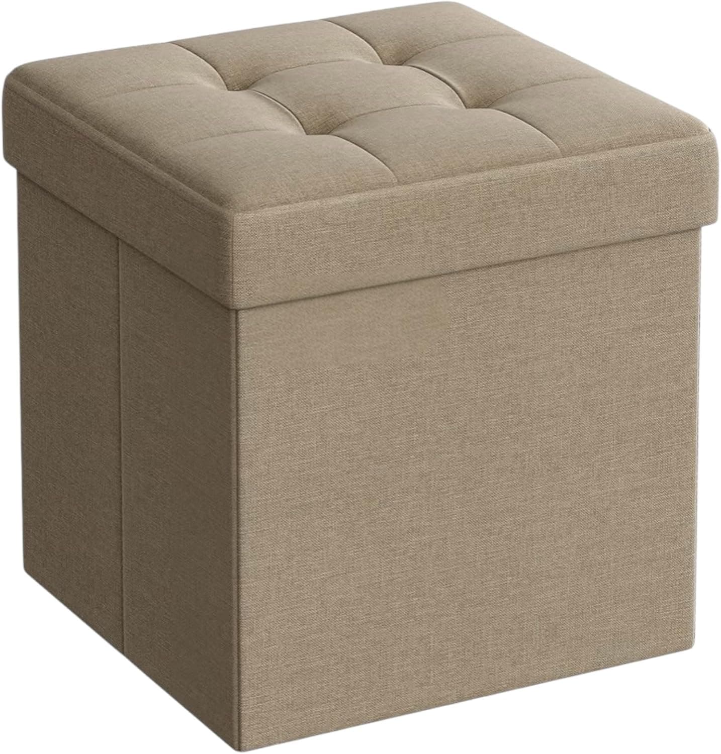 Mi Ko Mi Ka Puff Almacenaje Plegable Baúl de Almacenaje Multifuncional, Taburete Reposapiés, Banco de Cubo Soporta hasta 300 kg, para Sala de Estar, Dormitorio y Entrada (CAJON-38CM-BEIGE)