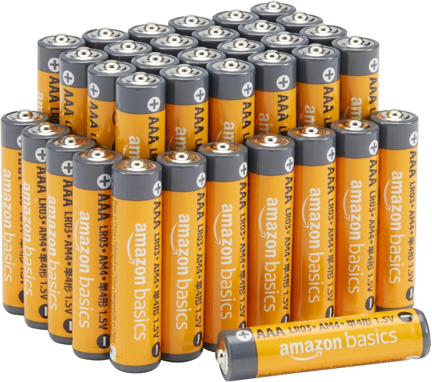 Amazon Basics - Paquete de 36 pilas alcalinas AAA de alto rendimiento, 1,5 voltios, vida útil de 10 años