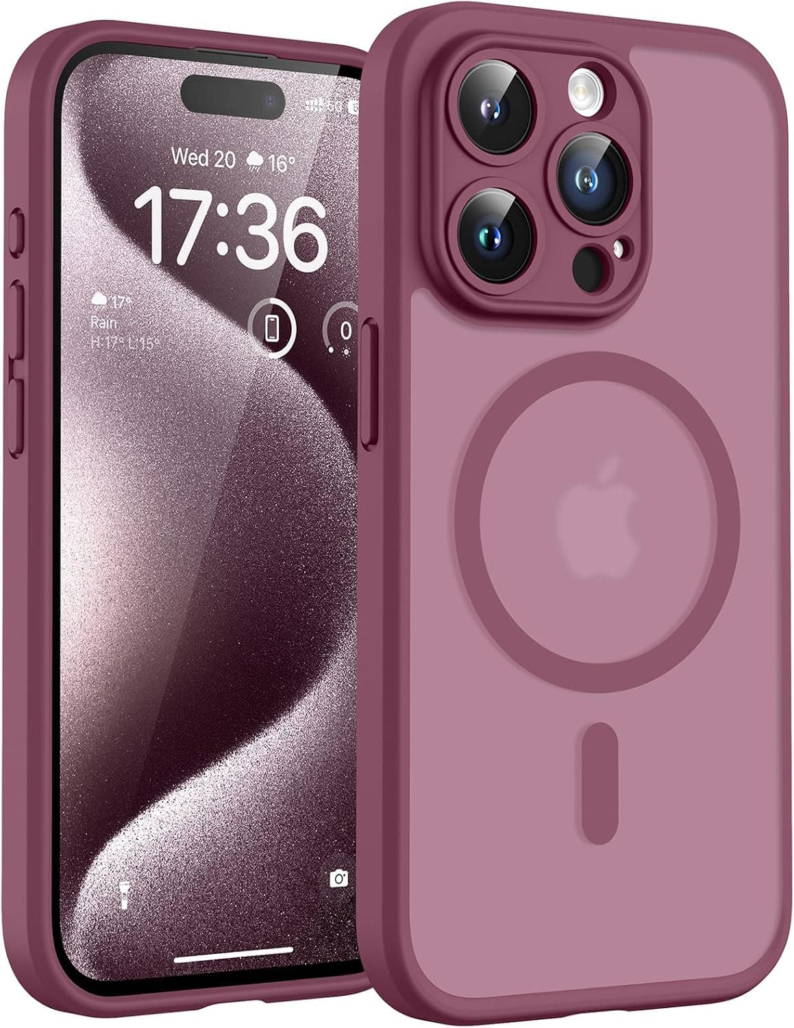 TOCOL Funda para iPhone 15 Pro MAX, Compatible con MagSafe, Ciruela