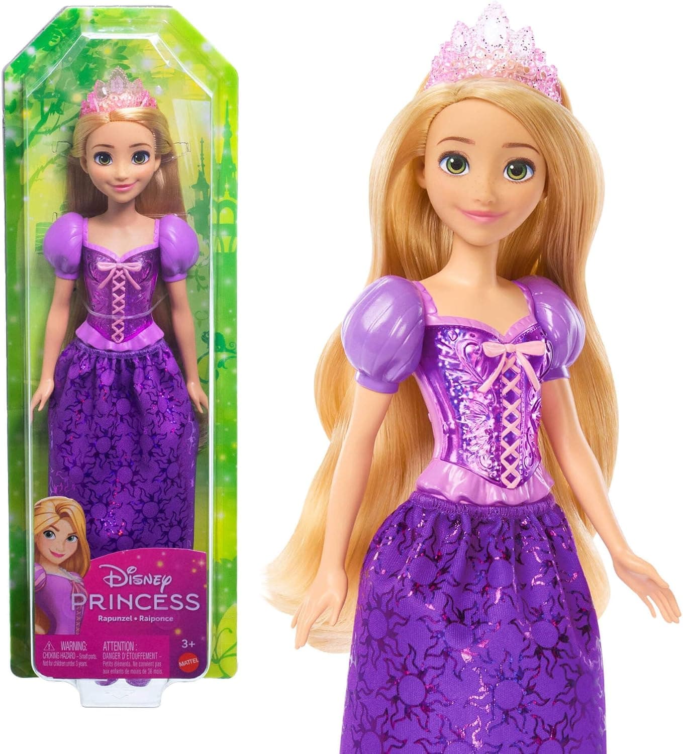 Mattel Disney Princess Rapunzel Muñeca princesa película Enredados, juguete +3 años (HLW03)