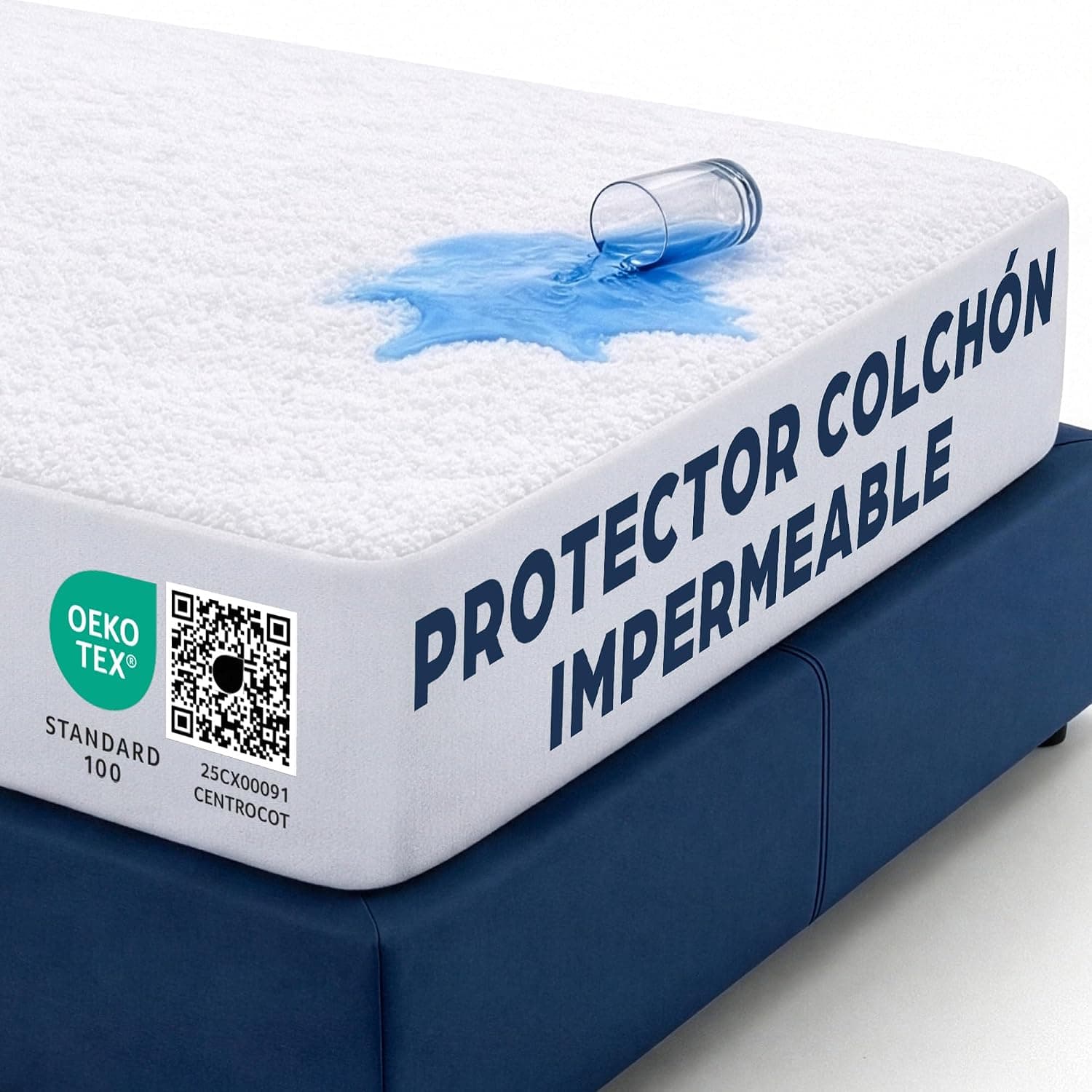 Protector Colchón 120x190 cm Funda Colchón Impermeable Sábana Bajera Impermeable de Algodón y Microfibra Cubre Colchón para Cama Transpirable Hipoalergénico Antiácaros Lavable a Máquina