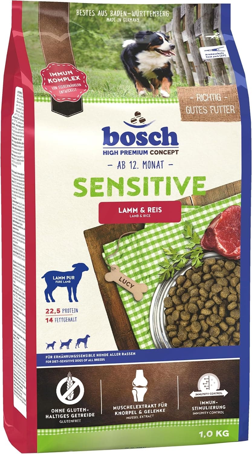 bosch HPC Sensitive Cordero y arroz | Alimento seco para perros nutricionalmente sensibles de todas las razas | 1 x 3 kg