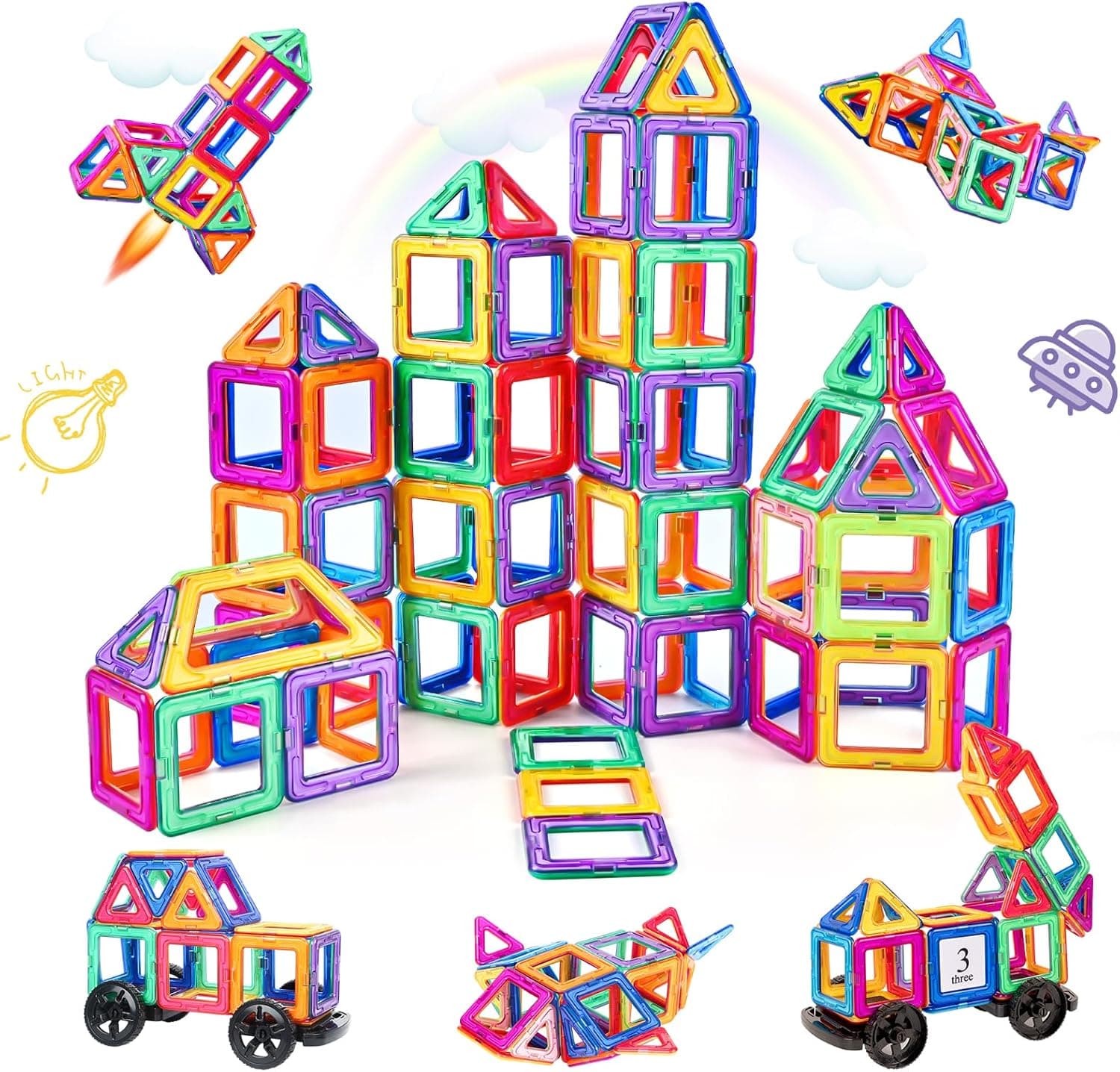 Construcciones Magneticas Niños 82PCS, Bloques de Construcción Magnéticos