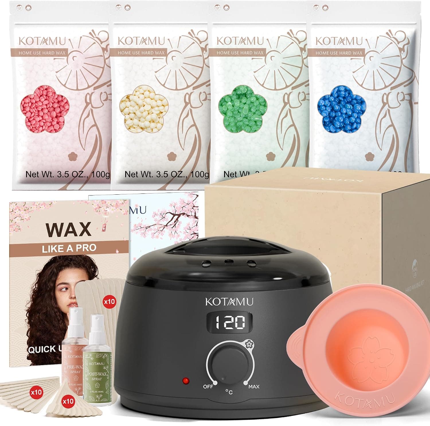 KOTAMU kit de cera digital negra para mujeres y hombres, piel sensible