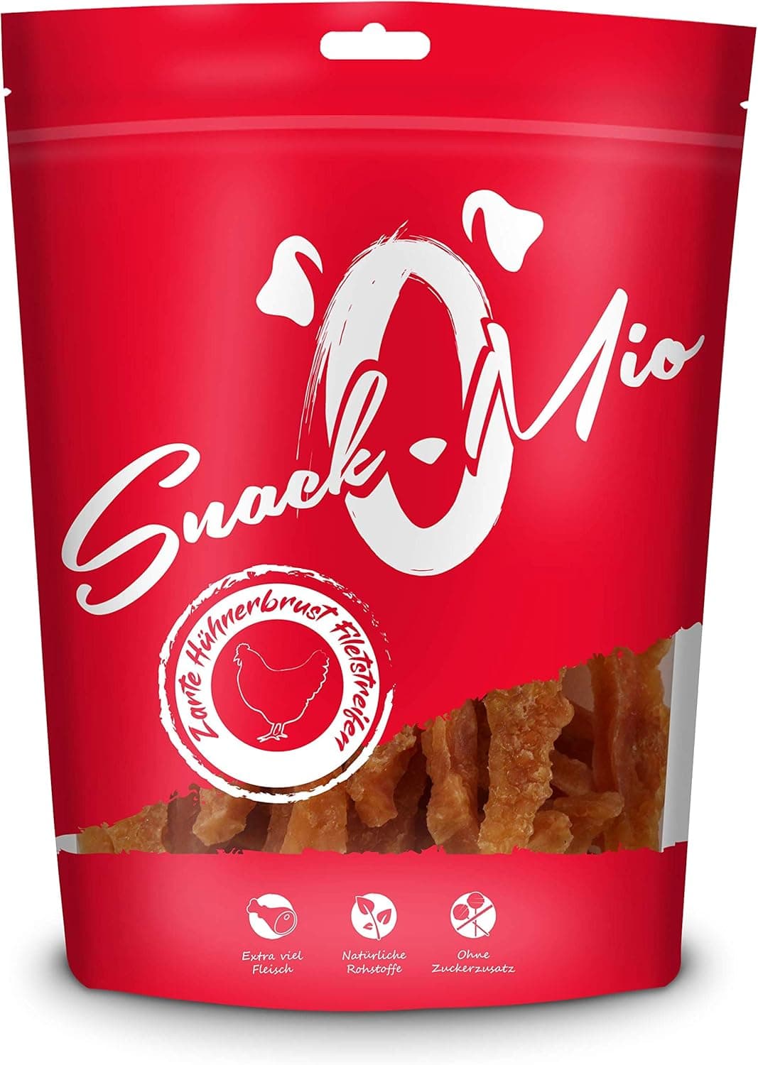SnackOMio - Snack Premium para Perros - tiernas Tiras de Filete de pechuga de Pollo, sin Cereales, 1 Pack (1 x 500g)