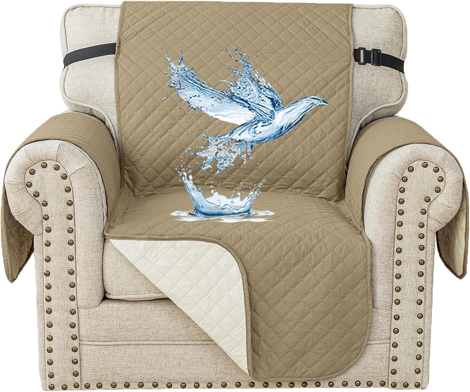 YSTELLAA Funda Sofa 1 Plaza, Antideslizante, Caqui