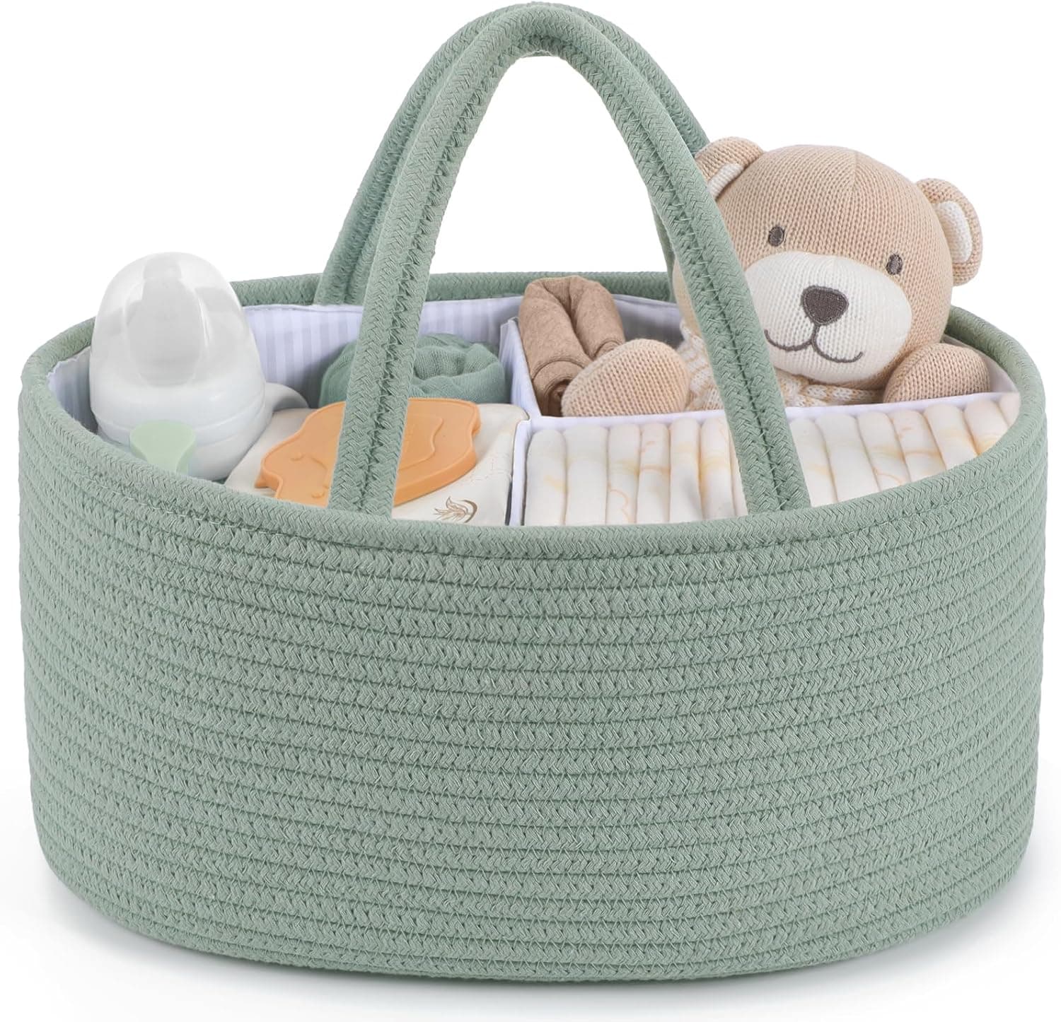 Maliton Cesta Portátil Organizadora y Cambiador para Bebé, almacenamiento de guardería, artículos para recién nacidos,Regalo Ideal, Verde