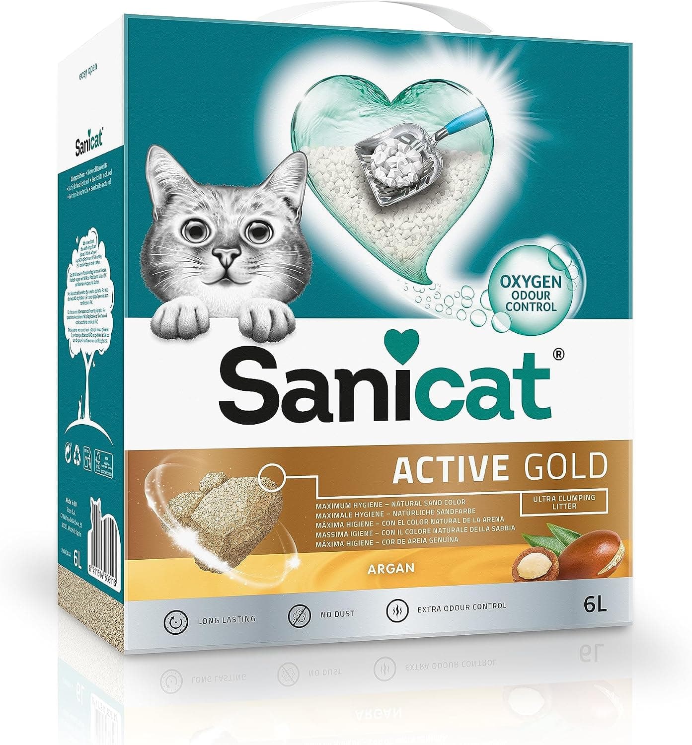 Sanicat - Arena para Gatos aglomerante con Aroma de argán | Absorbe la Humedad y facilita la Limpieza | 6 L