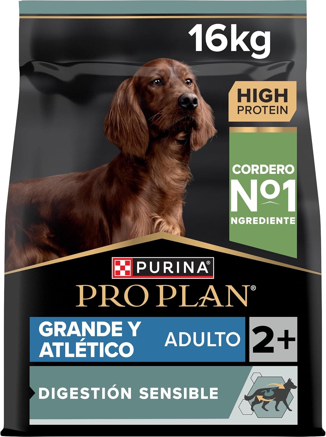 Purina Pro Plan Large Adult Athletic Digestion Pienso para Perro Grande Adulto, Digestión Sensible con Cordero, Saco de 16kg
