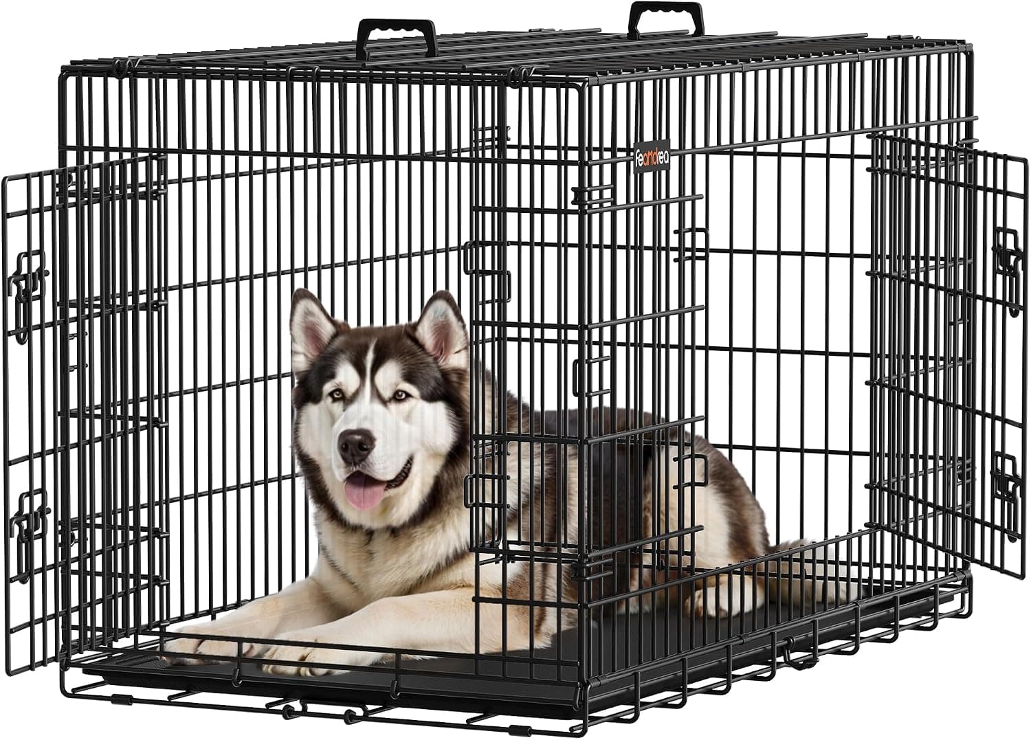 Feandrea Jaula para Perros, con 2 Puertas, 122 x 74,5 x 80,5 cm