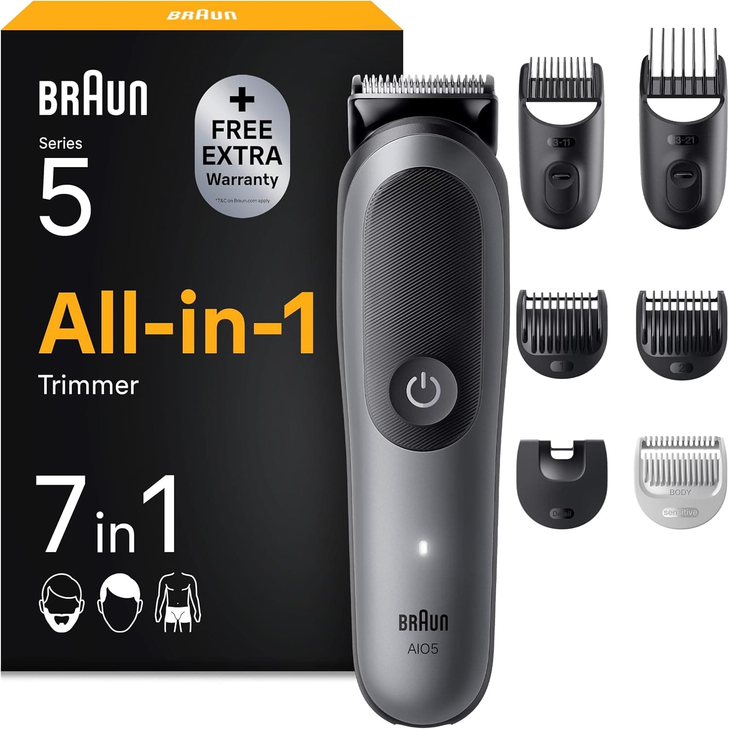 Braun Recortadora Todo en Uno Series 5, AIO5520, Gris