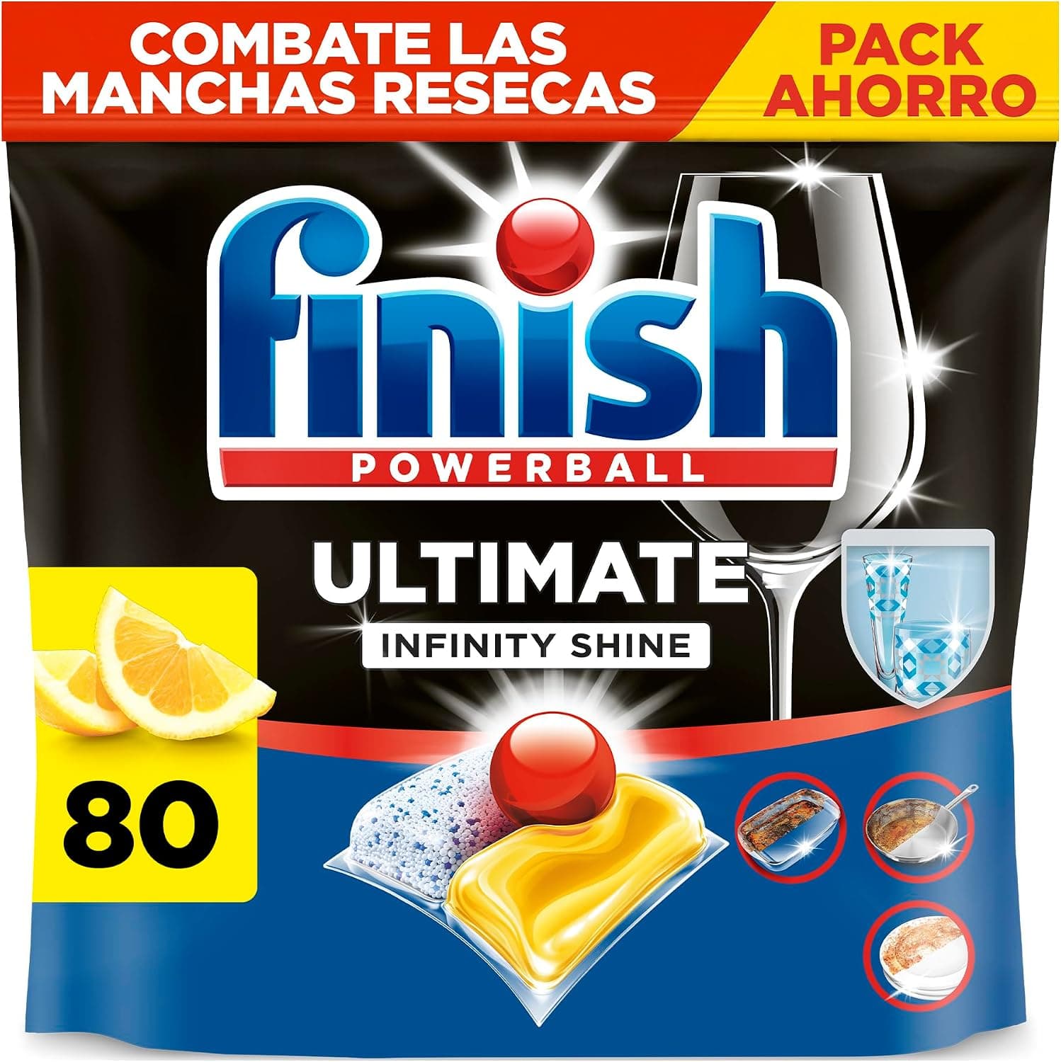 Finish Ultimate Infinity Shine Pastillas para lavavajillas aroma Limón - 80