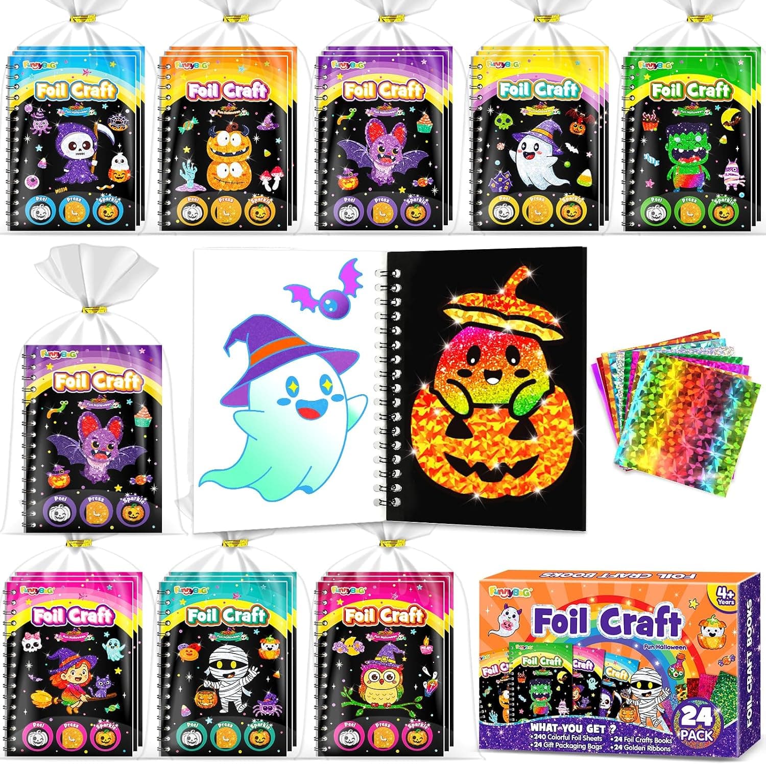 FUNNYB&G 24 Pack 2 IN 1 Kit de Arte con Foil + Libros de Colorear