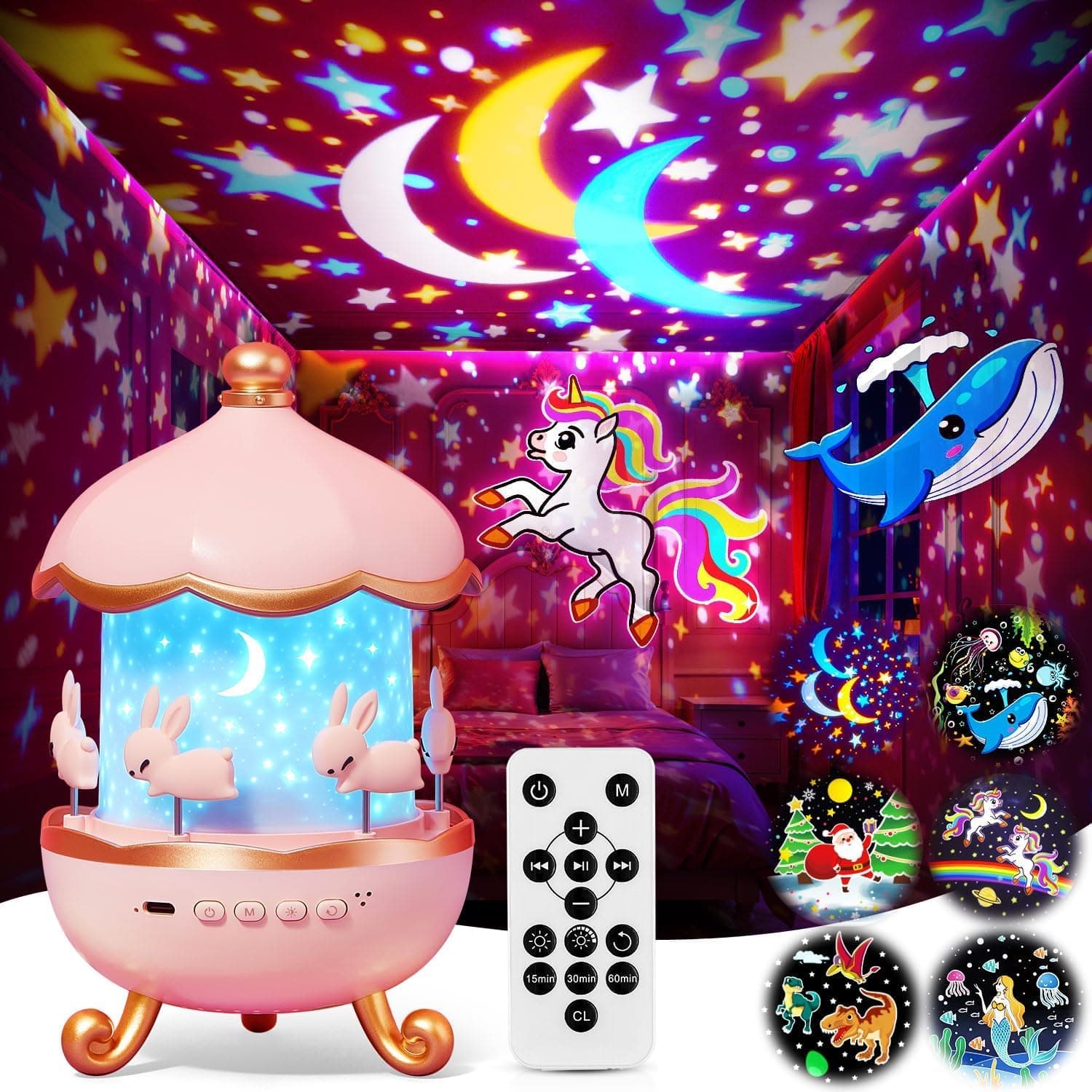 Juguete Niña Regalo Educativo Proyector Estrellas Luz Nocturna 360°