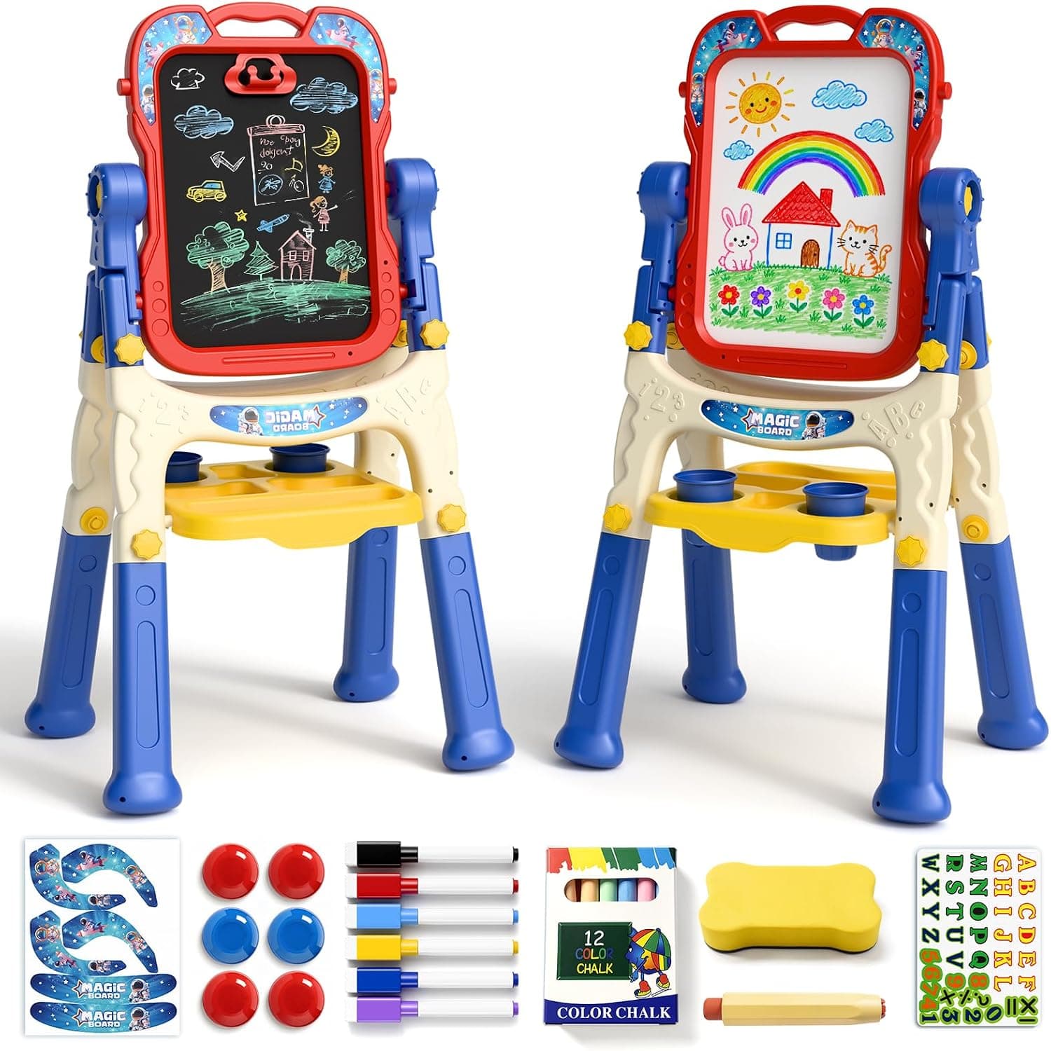 EUCOCO Pizarra Infantil, Regalo Niño 1 2 3 4 5 6 Años Juguetes Niño 1 2 3 4 5 6 Años Pizarra Magica Infantil Caballete Navidad Regalos Niños 2-12 Años Regalo de Cumpleaños Ideas Regalos Originale