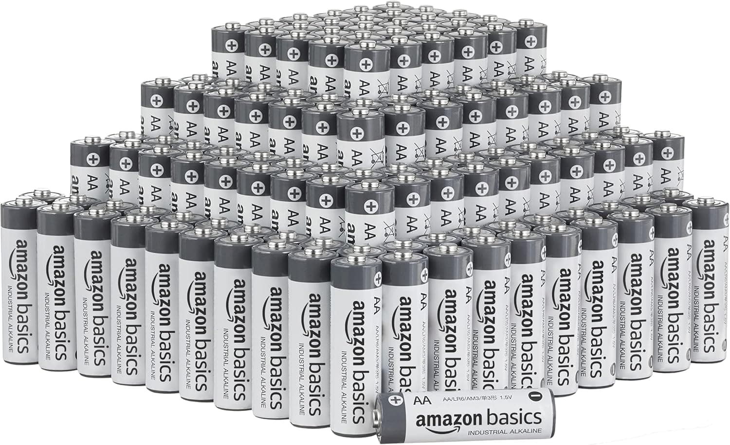 Amazon Basics - Paquete de 200 pilas industriales alcalinas AA, 1,5 voltios, vida útil de 5 años
