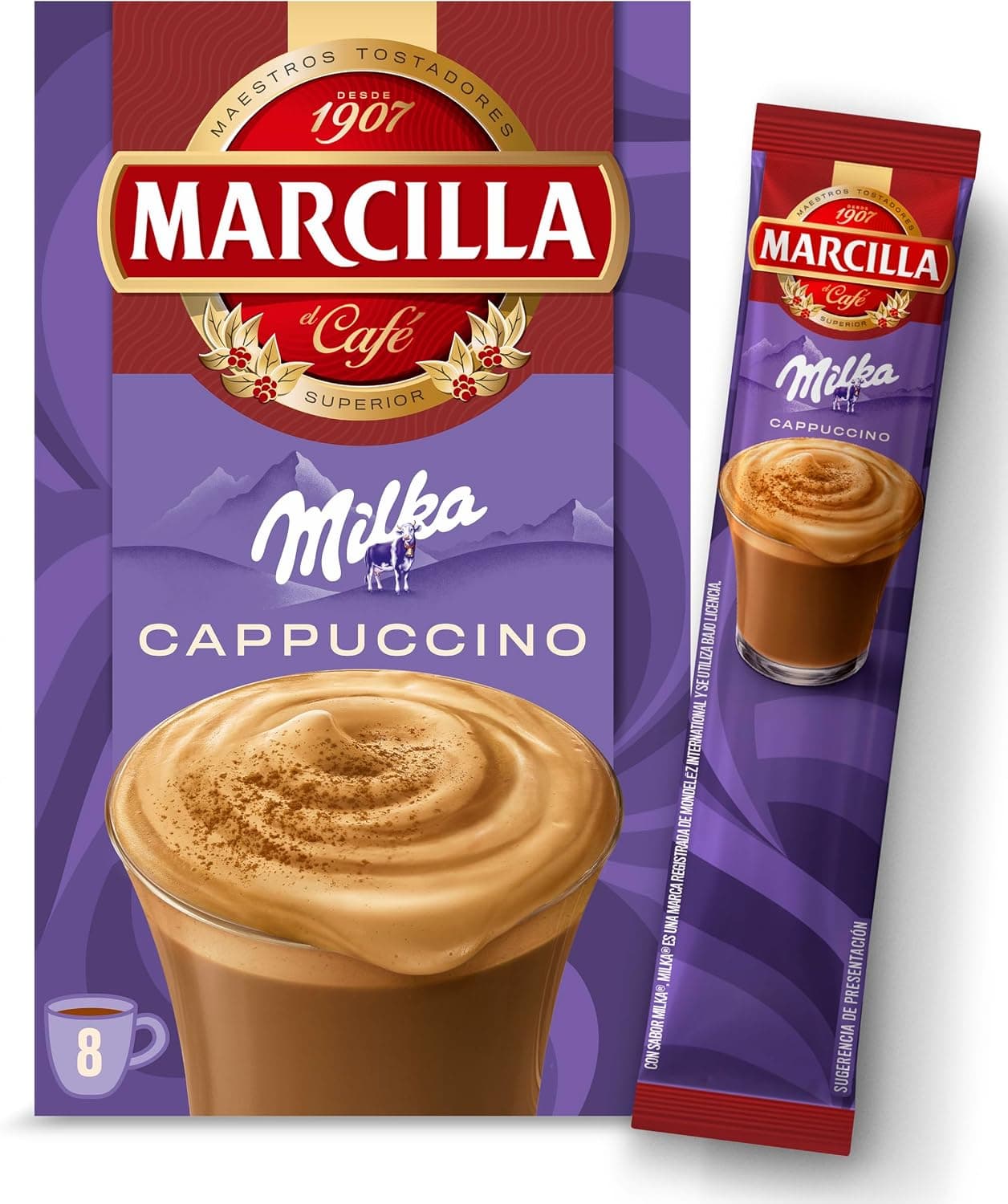 Marcilla Café Soluble Mix Cappuccino Sabor Milka | 8 sobres | 126g