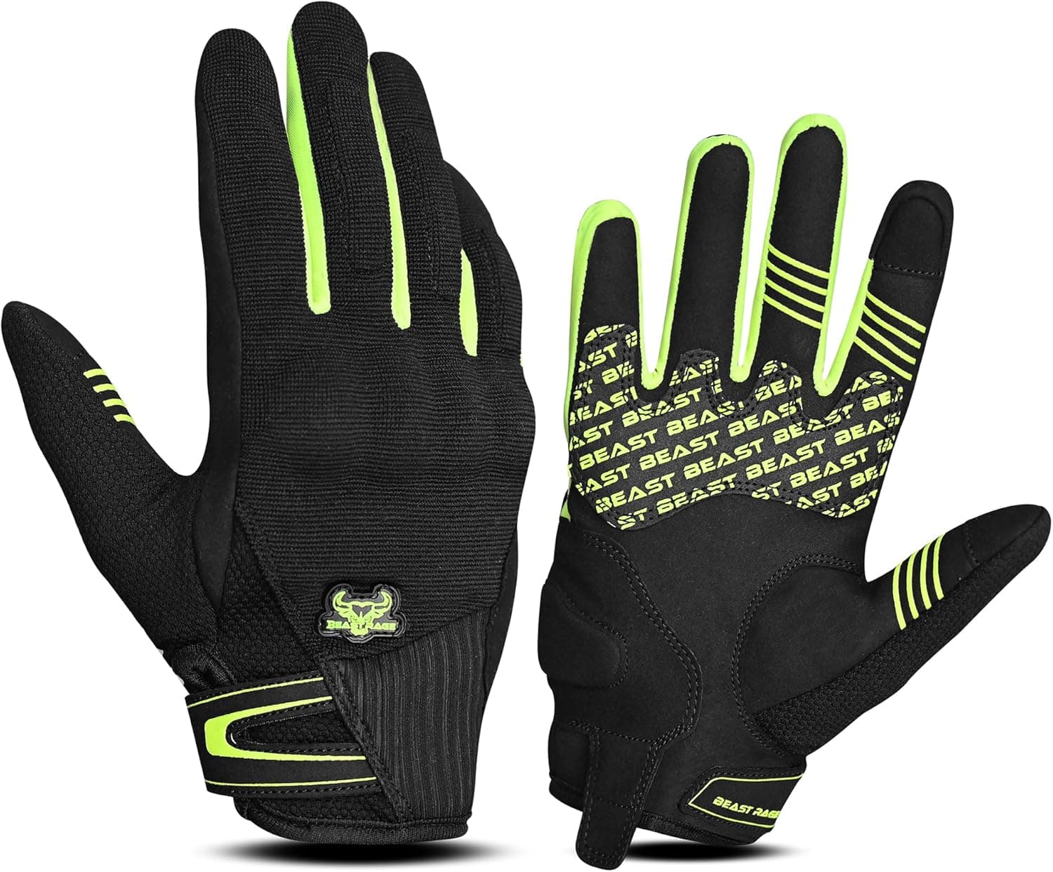 BEAST RAGE Guantes de moto de verano - Guantes de equitación con pantalla táctil transpirables para hombres y mujeres, guantes ligeros para correr off-road con protectores de dedos, agarre