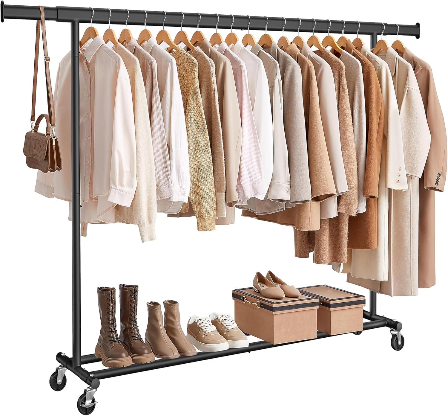 SONGMICS Burro Ropa con Ruedas, Extensible, Carga de 150 kg