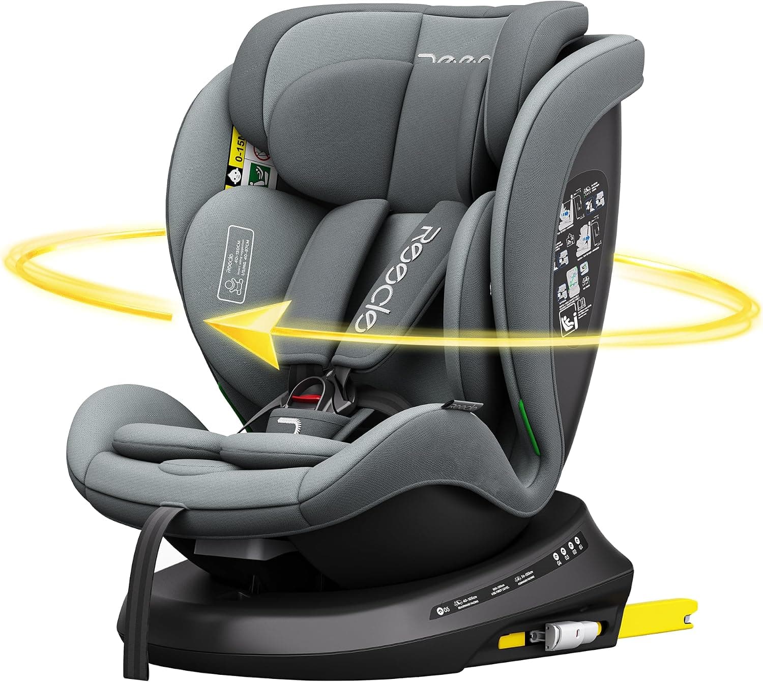 Reecle I-Size Silla de Coche Giratoria 360 con ISOFIX, 40-150cm