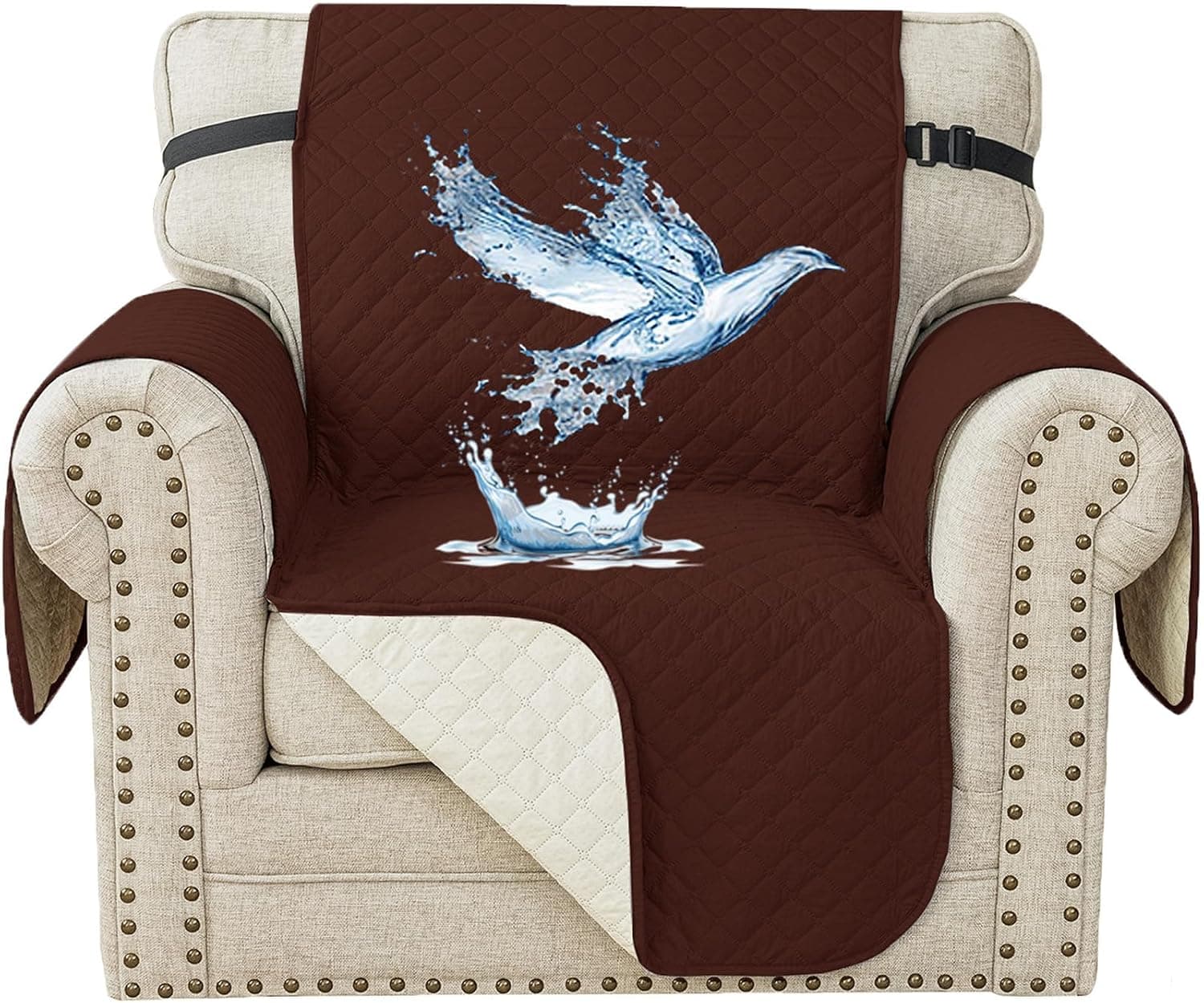 YSTELLAA Funda Sofa 1 Plaza, Antideslizante, Café